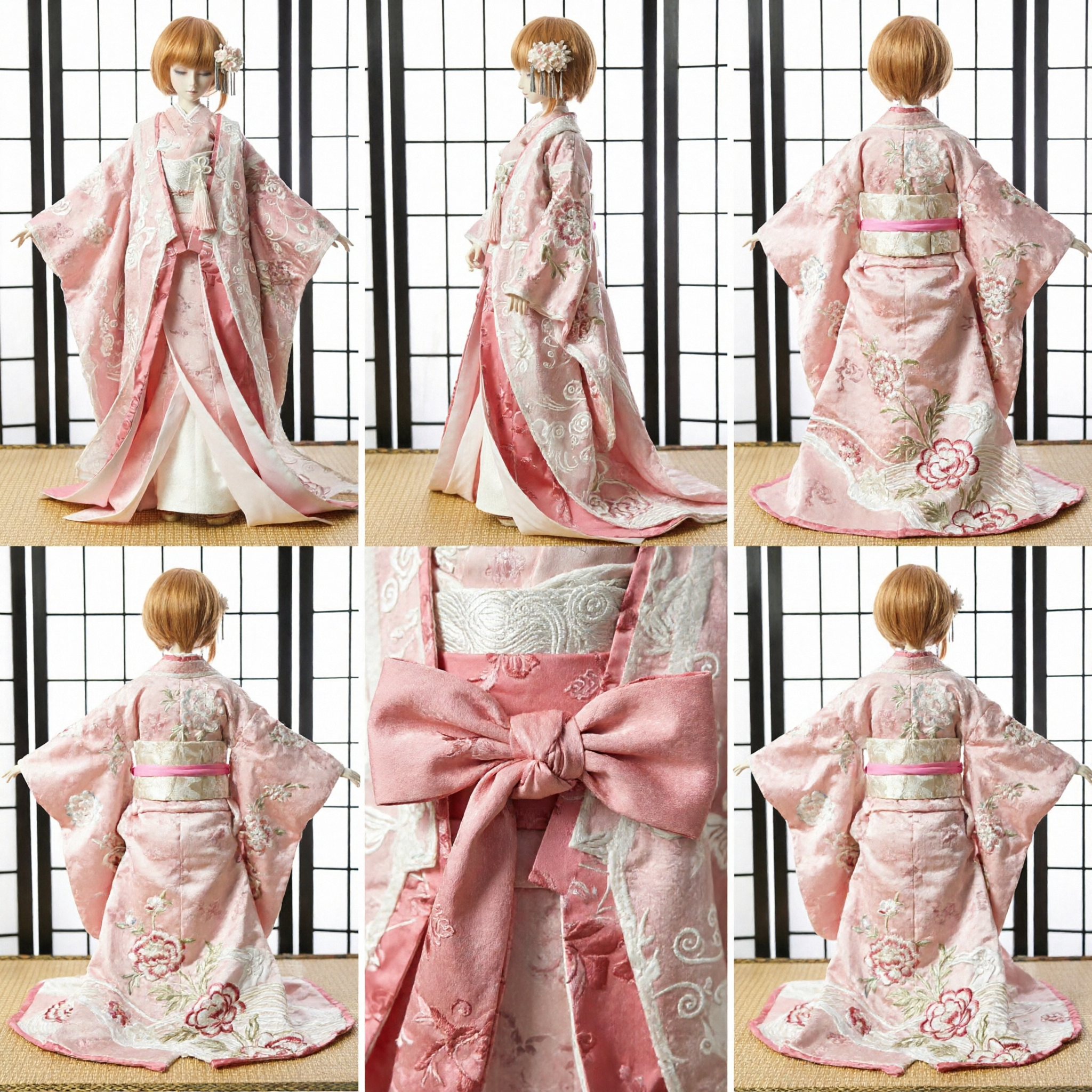 Exquise Roze Bloementraditie Chinees Hanfu Outfit voor BJD Poppen Oud Kostuum voor Cosplay - Asian Costume