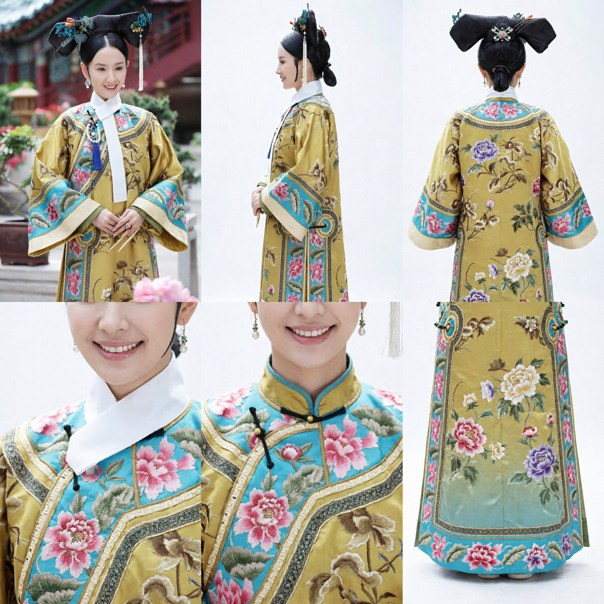 Elegante Traje de Emperatriz Manchú de la Dinastía Qing, Vestido Tradicional Chino de Palacio Amarillo con Bordado de Loto para Cosplay de Mujeres - Asian Costume