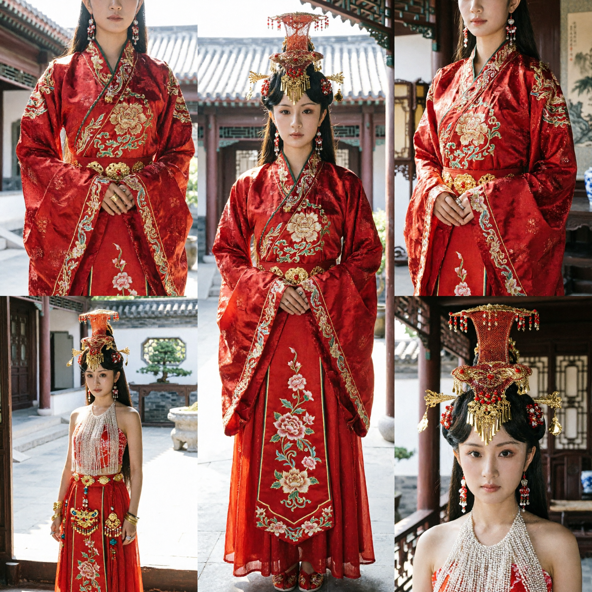 Costume tradizionale cinese della dinastia Tang per Dama di Palazzo, Hanfu rosso set completo per cosplay e performance femminile - Asian Costume