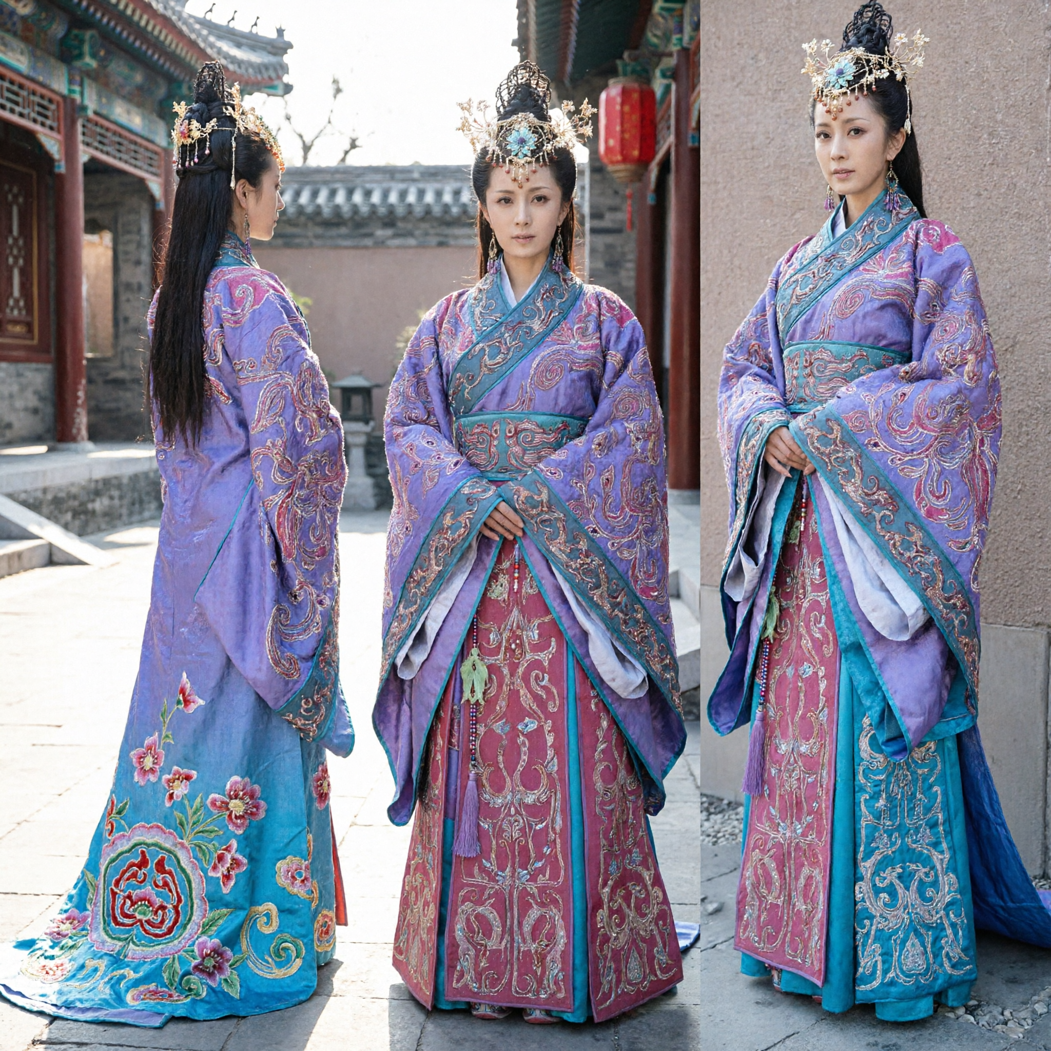 Traditioneel Chinees Antieke Prinses Hanfu Kostuum Paars Geborduurde Paleisjurk voor Vrouwen Historische Cosplay Optreden - Asian Costume
