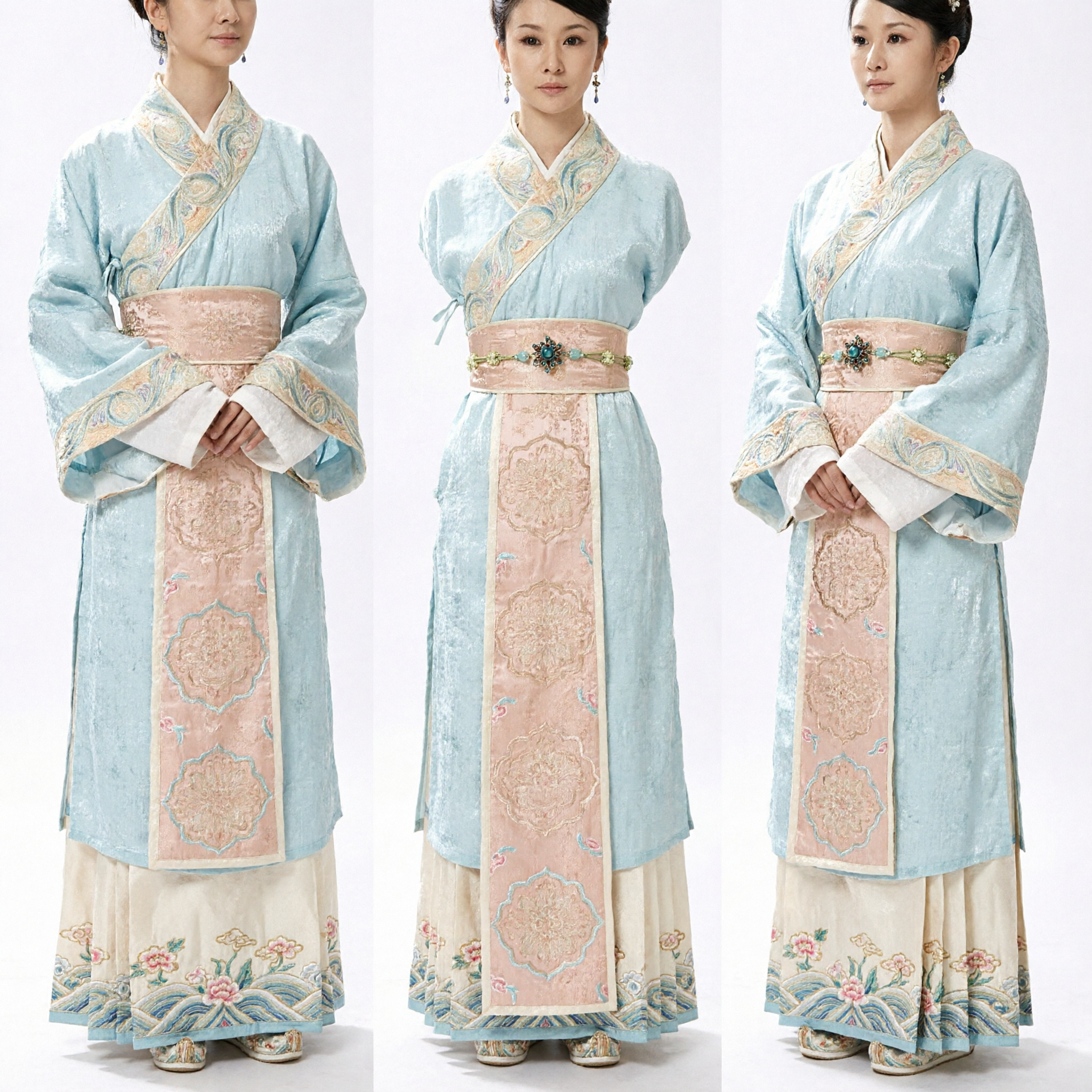 Traje Hanfu da China Antiga para Mulheres, Vestido de Princesa da Dinastia Han Azul Claro, Veste Tradicional Bordada para Cosplay - Asian Costume