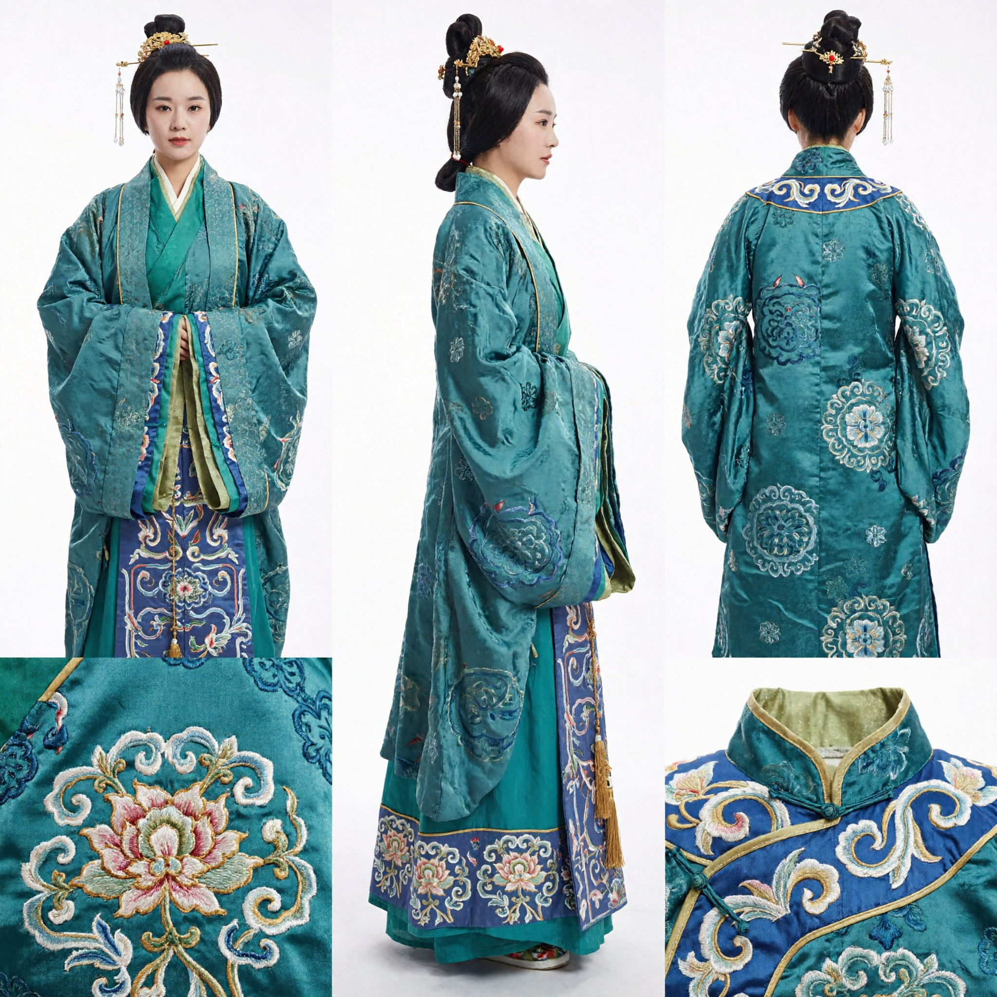 Elegant Donkergroen Traditioneel Chinese Hanfu Jurken Oud Paleisdame Kostuum voor Vrouwen Historisch Drama Cosplay - Asian Costume