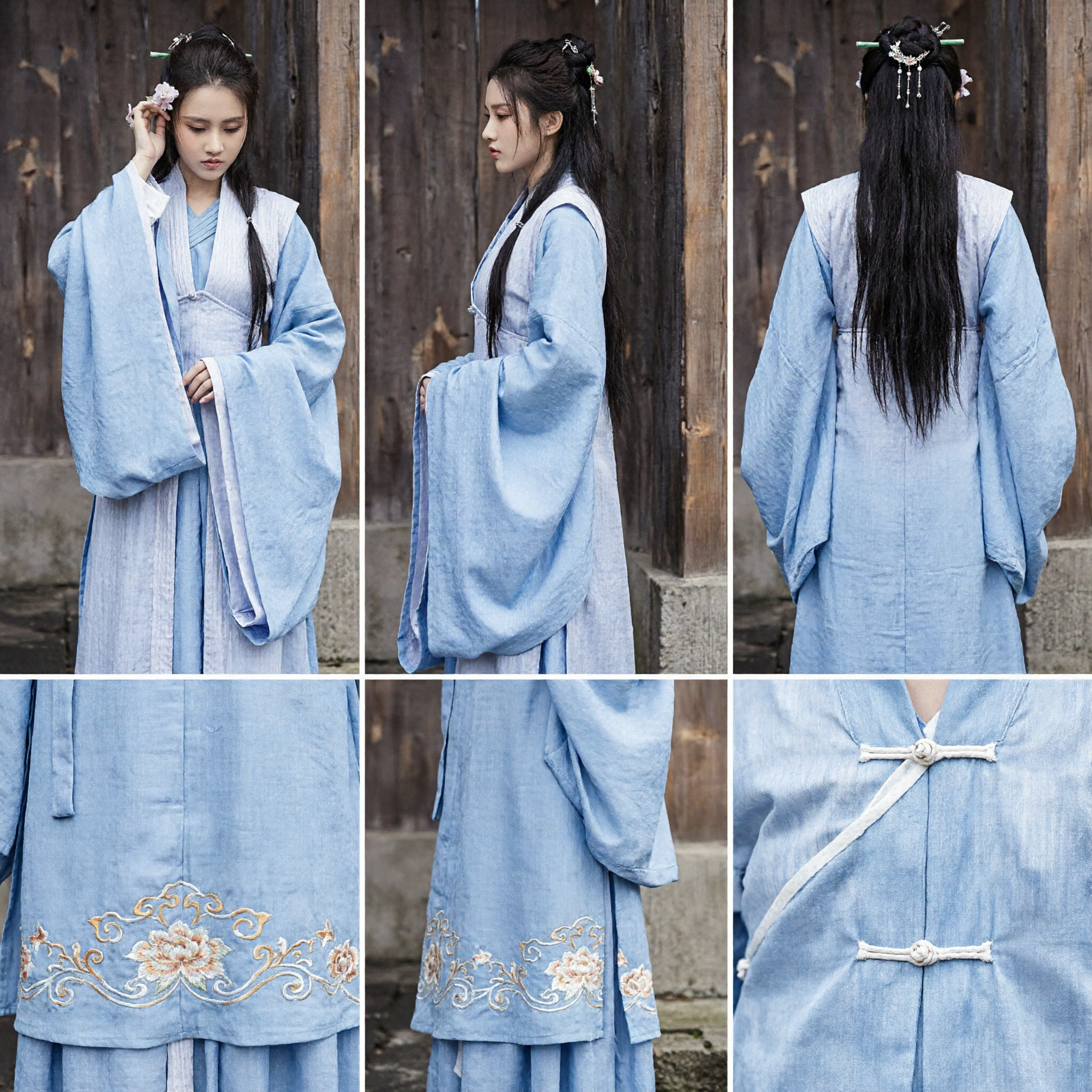 Vestido Hanfu Tradicional Chinês Azul Claro Elegante, Traje Antigo para Mulheres, Cosplay Histórico e Fotografia - Asian Costume