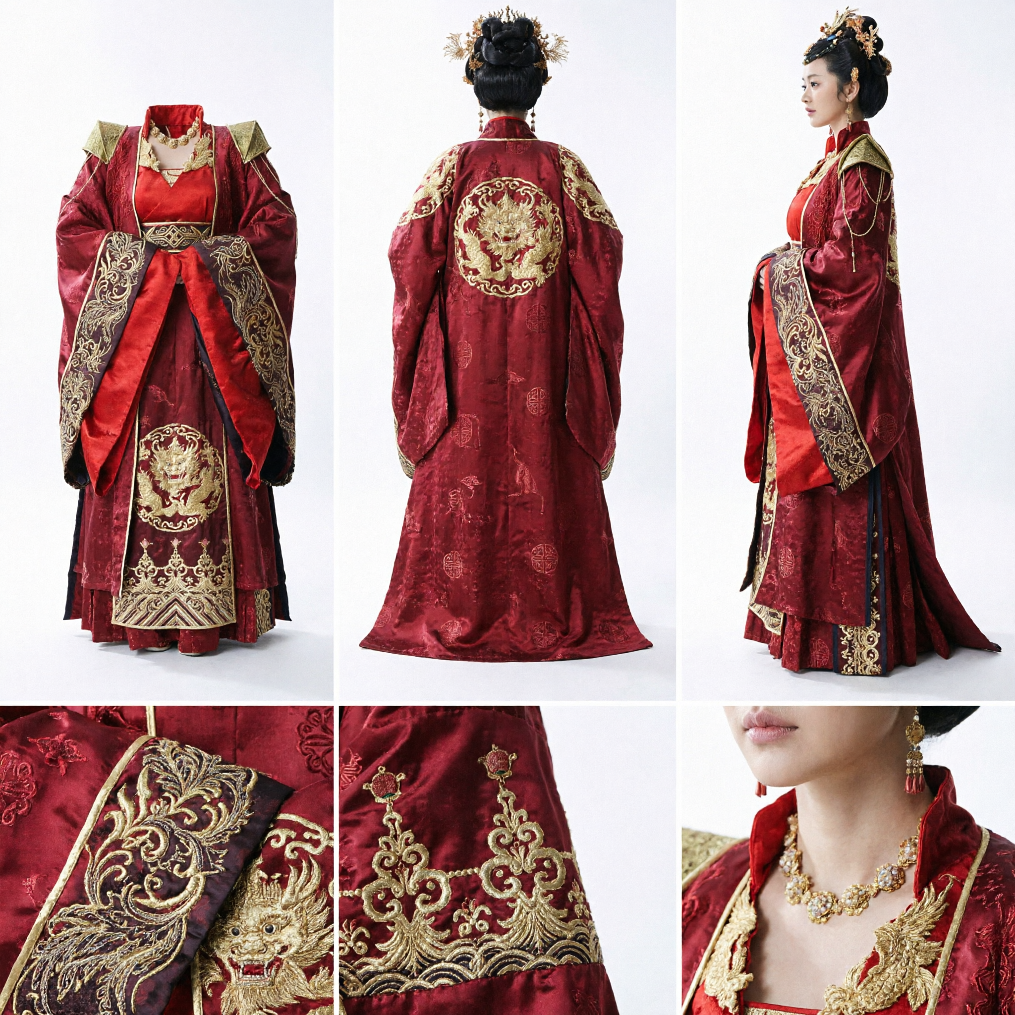 Vrouwen Traditioneel Chinese Oud Keizerin Kostuum Rood Paleisjurk Tang-dynastie Hanfu met Goud Borduurwerk - Asian Costume
