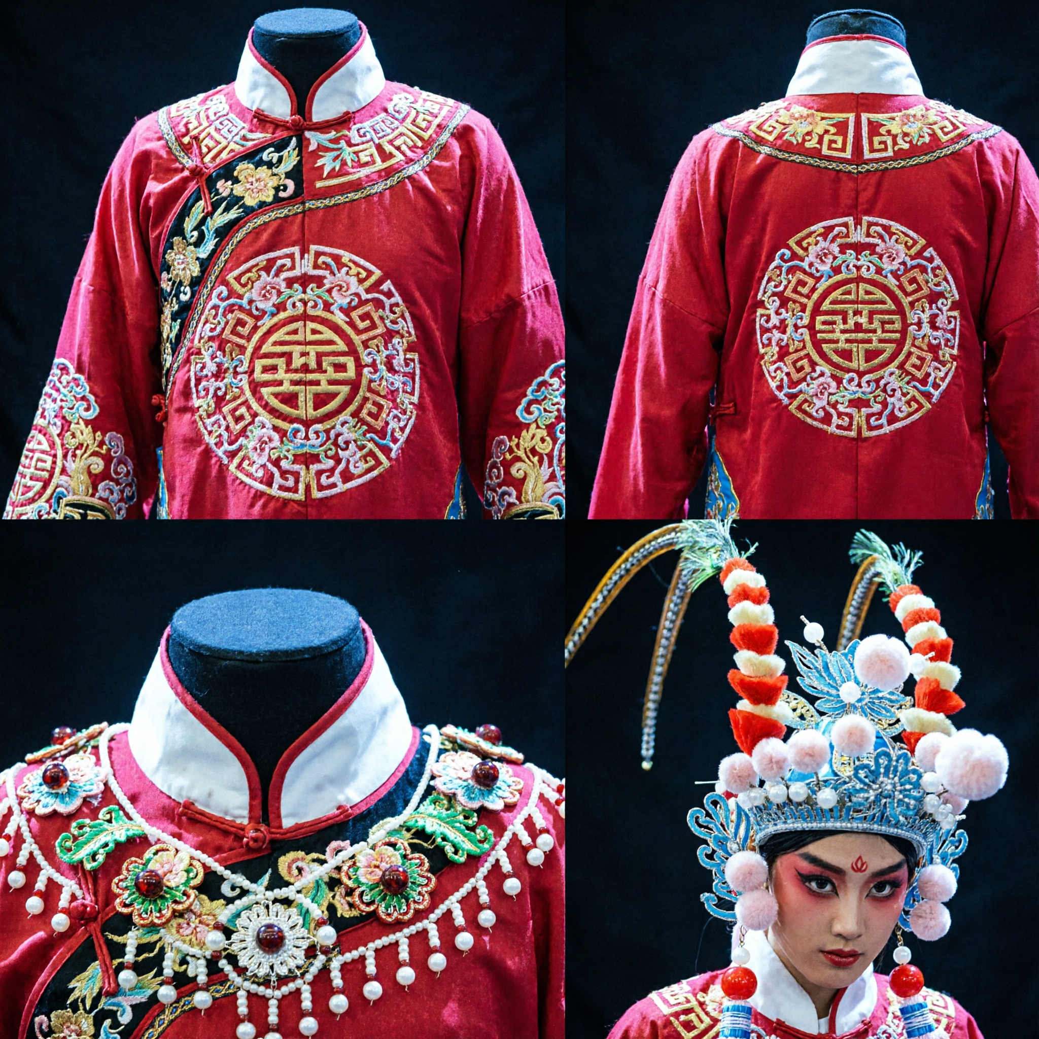 Costume Professionale dell'Opera di Pechino Cinese con Copricapo a Lunghe Piume di Fagiano per Spettacoli Tradizionali sul Palco - Asian Costume