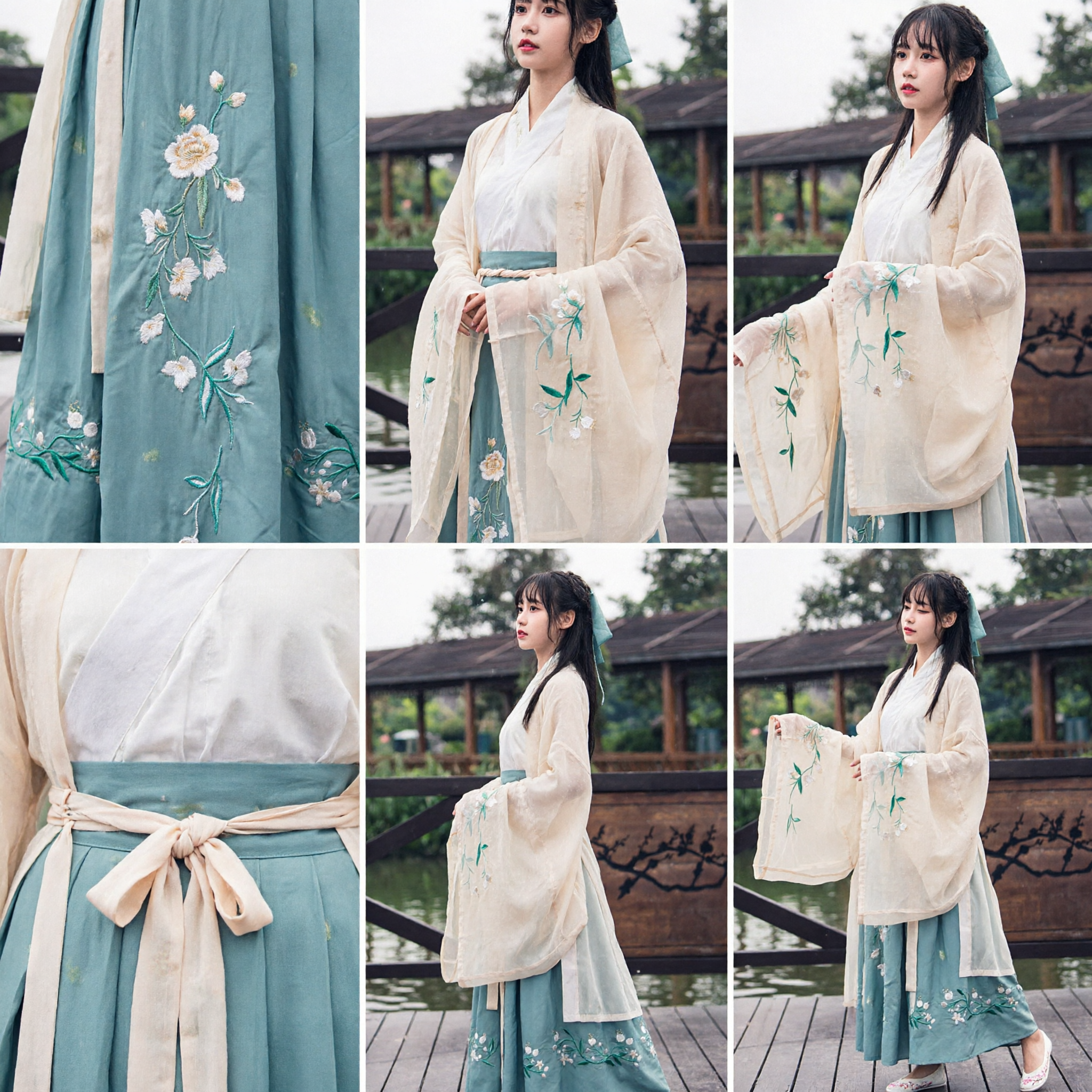 Elegantes chinesisches Hanfu traditionelles Kostüm Frauen Blumenstickerei antikes Kleid für Auftritte und Fotografie - Asian Costume