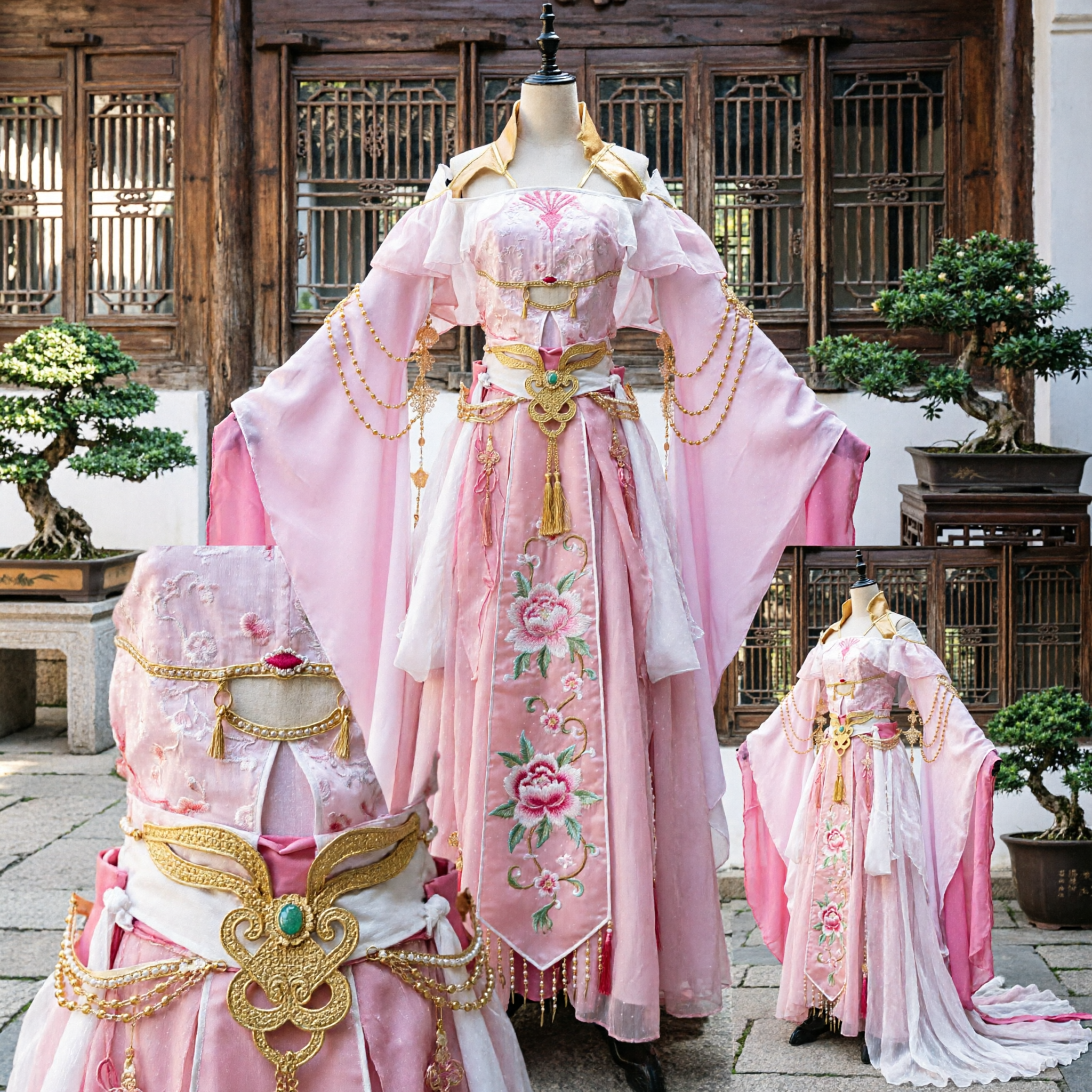 Traditionelles chinesisches Hanfu, rosa Tang-Dynastie Palastkostüm, antikes Prinzessinnenkleid für Frauen Cosplay-Auftritt - Asian Costume