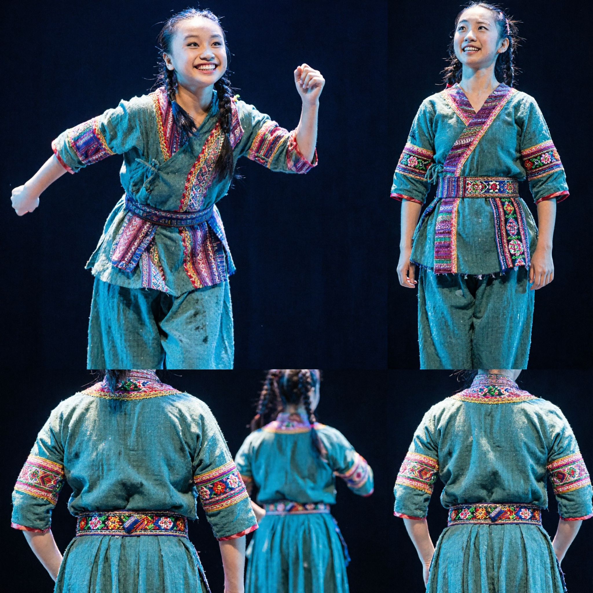 Traje de Dança Étnica Tradicional Chinesa para Crianças, Vestido Folclórico Verde para Performance no Palco e Show Cultural - Asian Costume