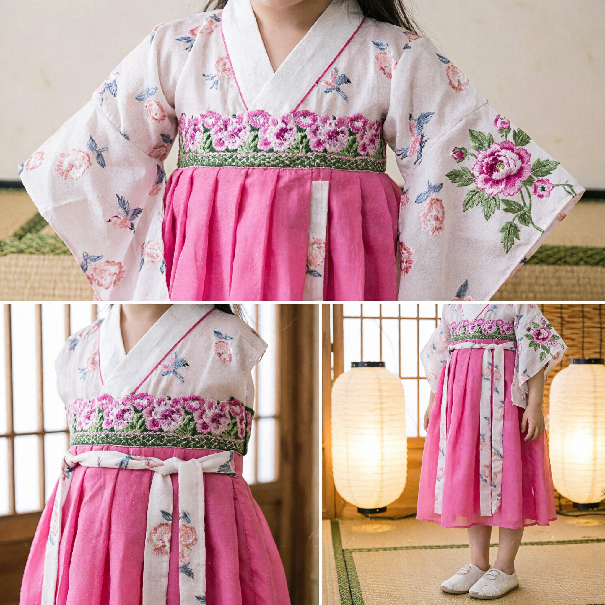 Robe Hanfu traditionnelle chinoise pour filles et enfants, costume ancien floral rose pour performances et photographies - Asian Costume