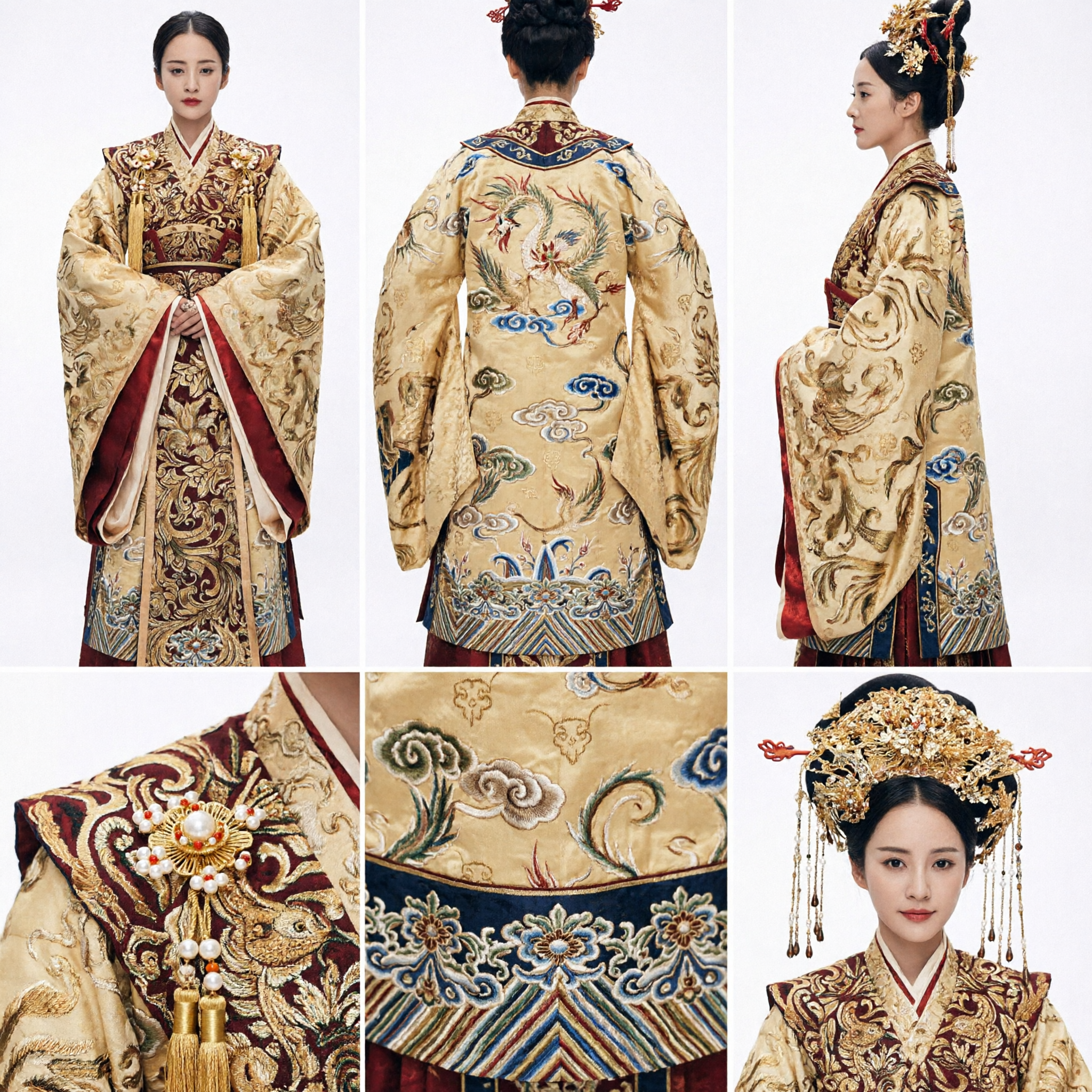 Traje Tradicional Chinês Hanfu de Imperatriz do Palácio Antigo Robe com Bordado Dourado para Cosplay para Mulheres - Asian Costume