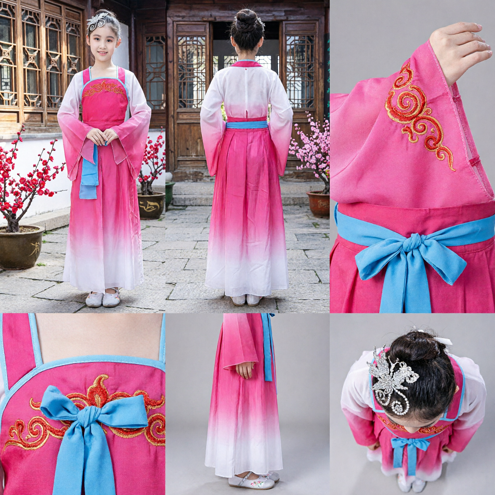 Costume Hanfu traditionnel chinois pour filles, robe ancienne à dégradé rose pour danse et spectacles - Asian Costume