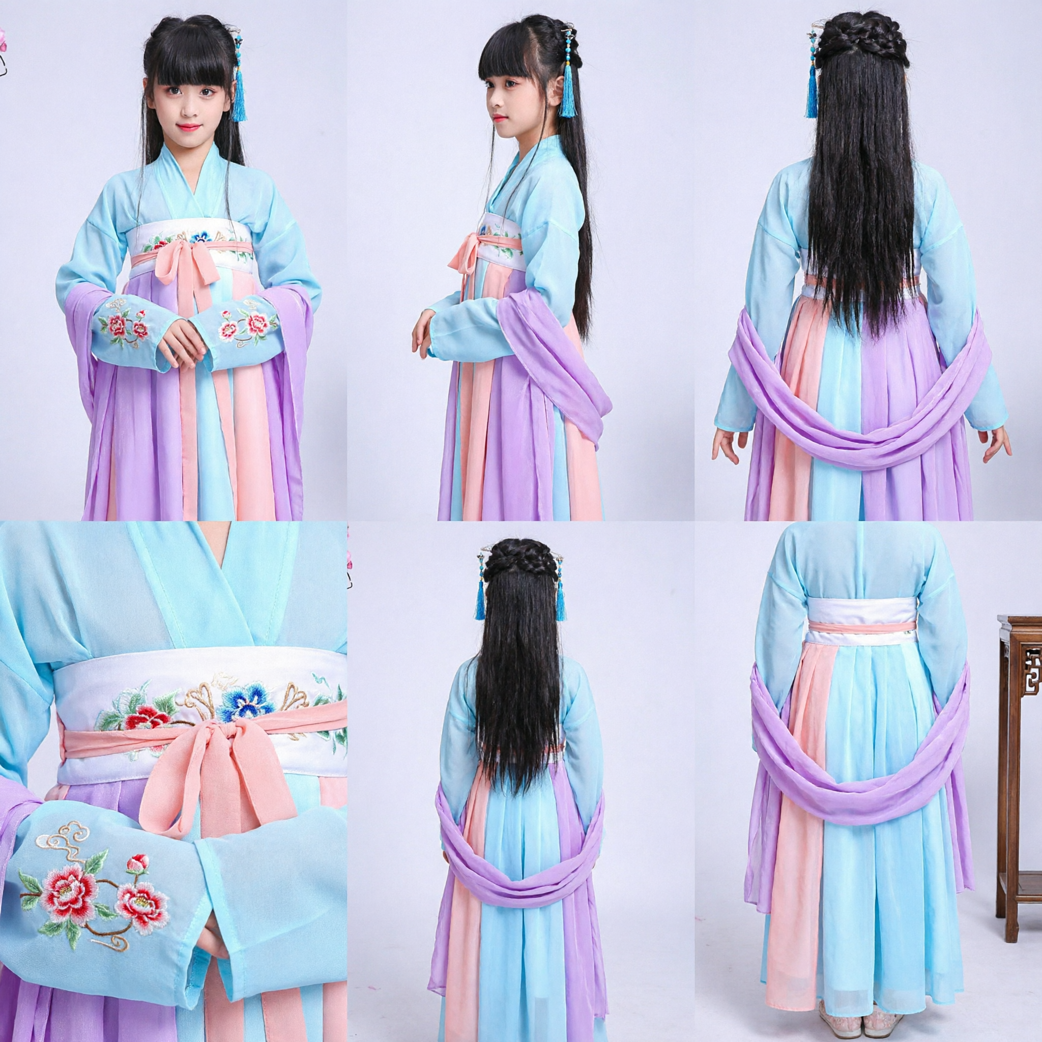 Hanfu Chinês Tradicional para Crianças, Vestido de Princesa Fada da Dinastia Tang para Meninas, Traje Antigo para Performance - Asian Costume