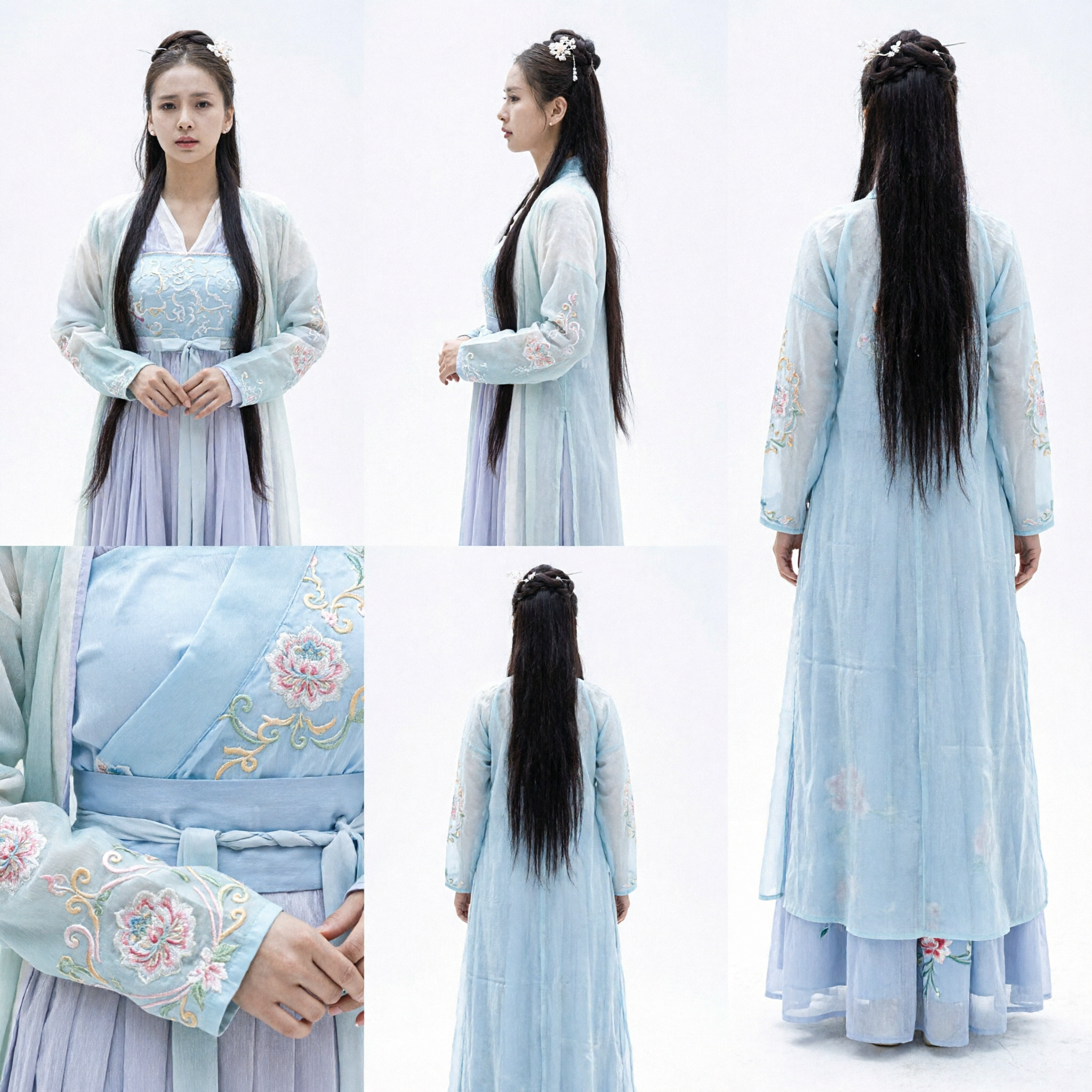 전통 중국 한푸 복식 고대 선녀 드레스 청색 공주 의상 여성용 역사 코스프레 - Asian Costume