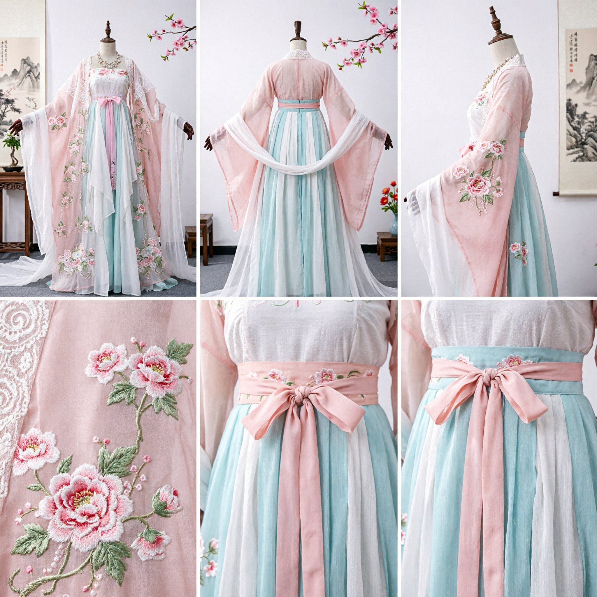 고대 중국 당나라 공주 한푸 드레스 전통 자수 선녀 의상 여성 코스프레 촬영용 - Asian Costume