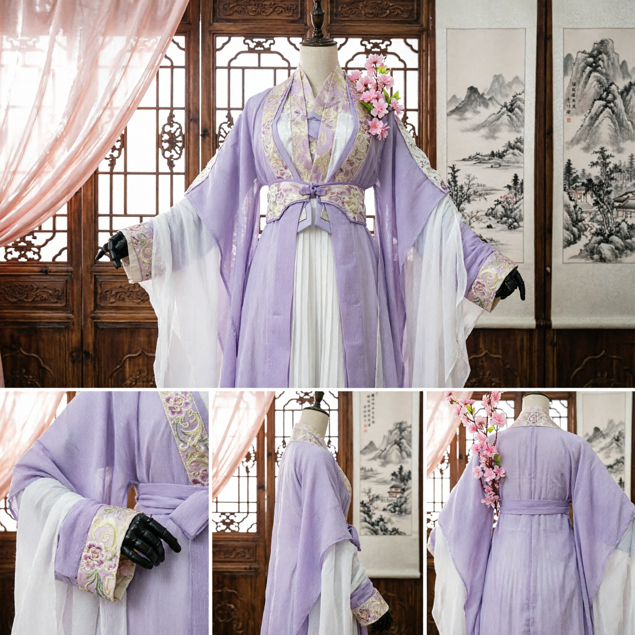 Élégant Hanfu Violet Brodé Costume Ancien Traditionnel Chinois pour Femmes Style Fée Robe de Drame Historique - Asian Costume