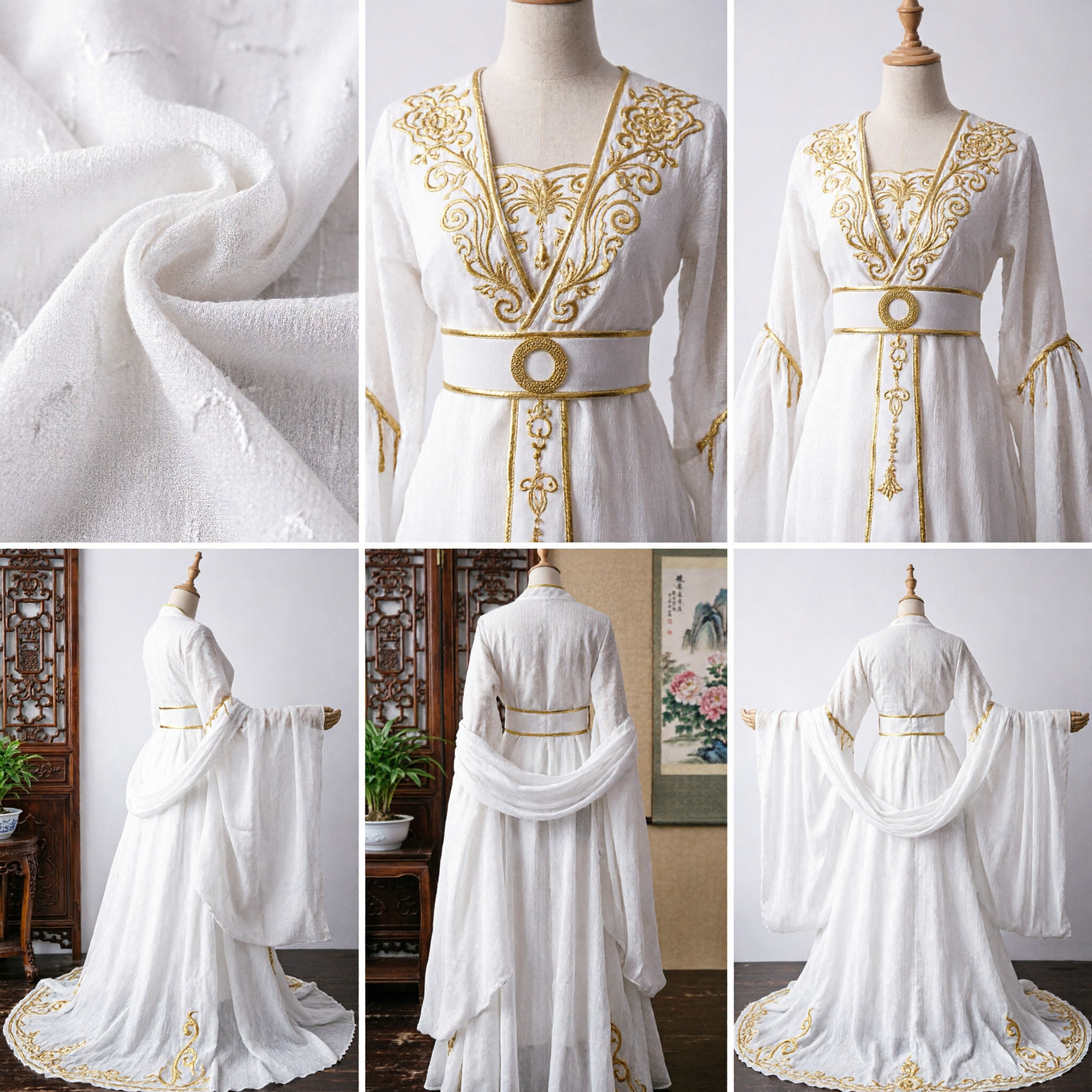 Elegant White Ancient Chinese Hanfu Fairy Dress Traditional Cosplay Costume for Women Stage Performance - Asian Costume