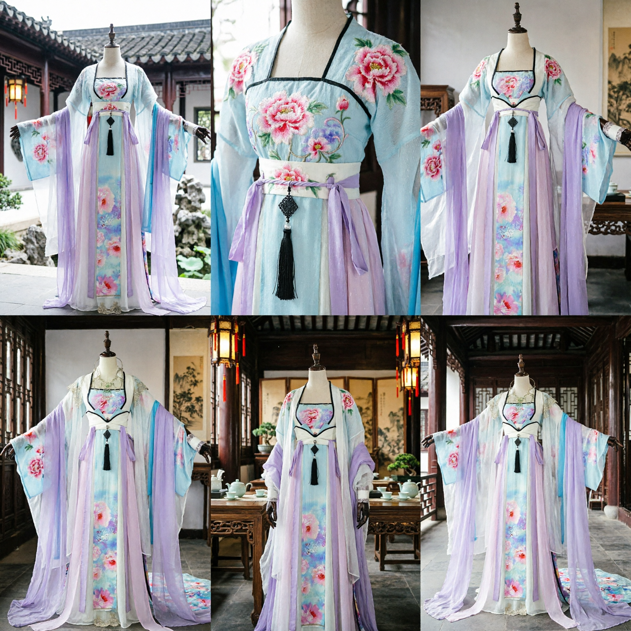 Costume Hanfu Cinese Tradizionale Abito da Fata Antico con Stampa Floreale Pastello per Donne Cosplay Spettacolo - Asian Costume