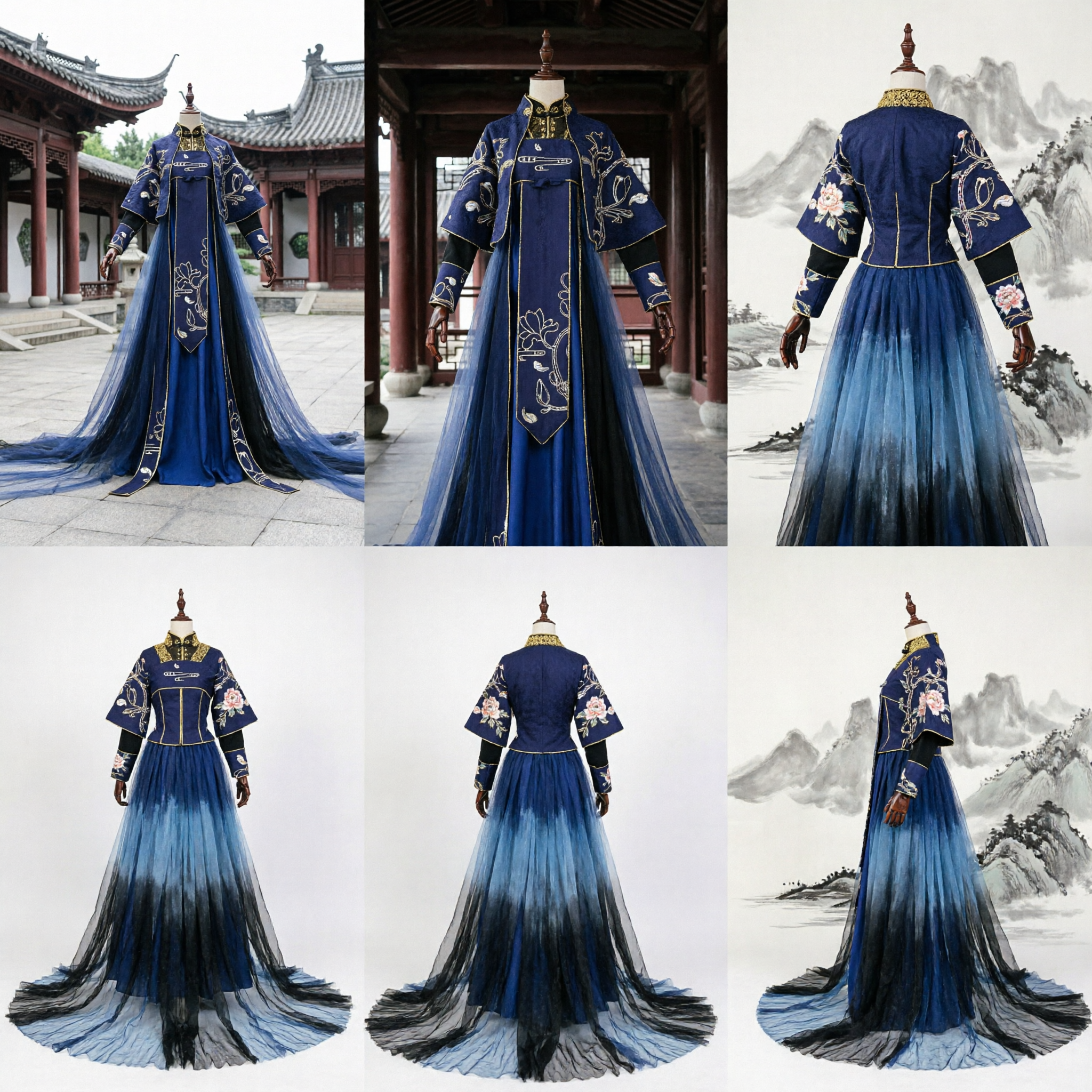 Robe Hanfu bleue chinoise ancienne traditionnelle Costume brodé de sabreur Wuxia pour hommes pour cosplay - Asian Costume