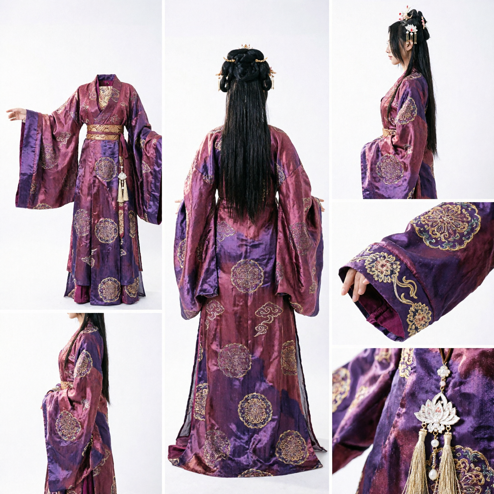 Costume Tradizionale Cinese Hanfu Vestito da Principessa Antica Ricamato Borgogna per Donne Cosplay Fotografia - Asian Costume