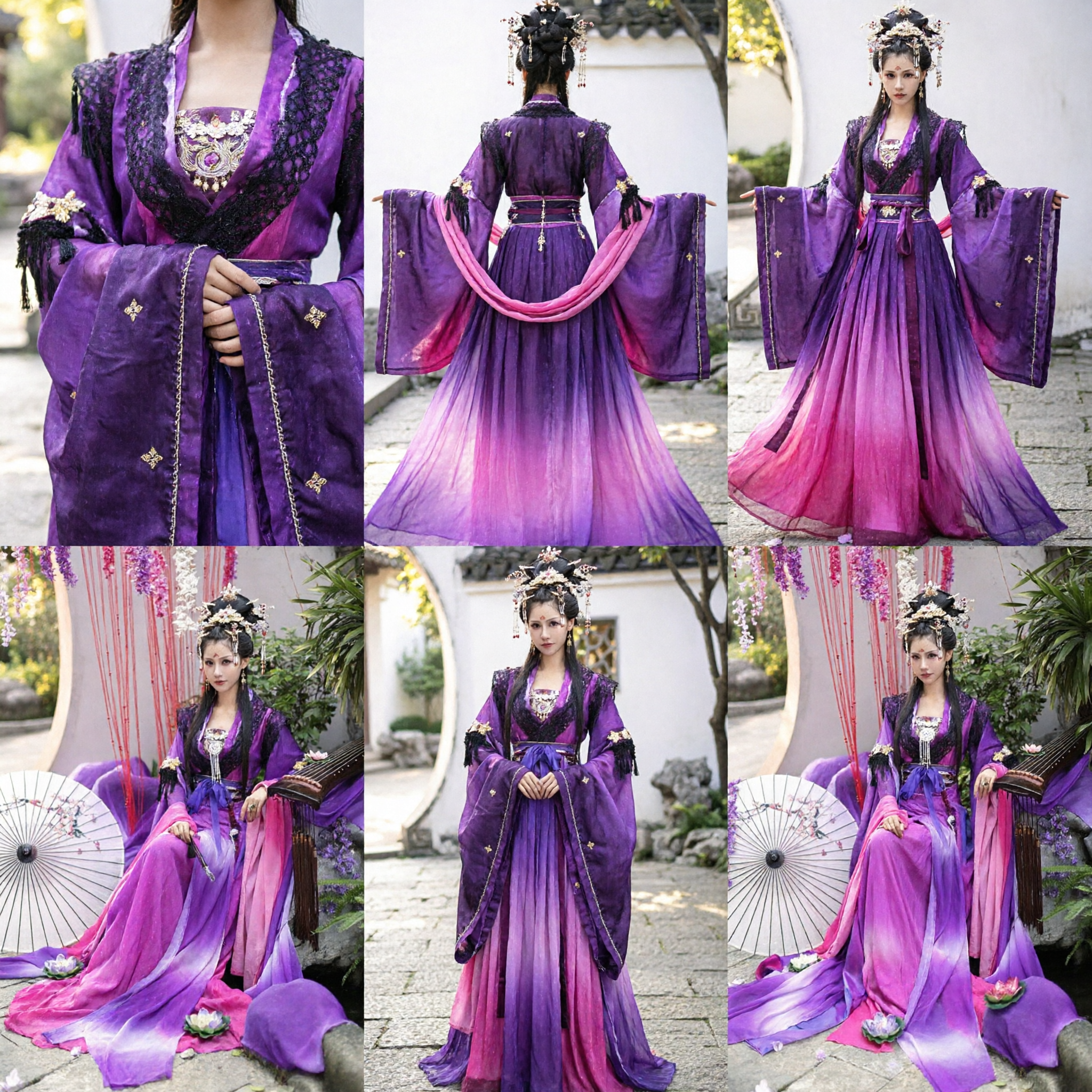 Robe Hanfu chinoise ancienne violette, costume traditionnel d'impératrice de la dynastie Tang pour femmes, cosplay et spectacles - Asian Costume