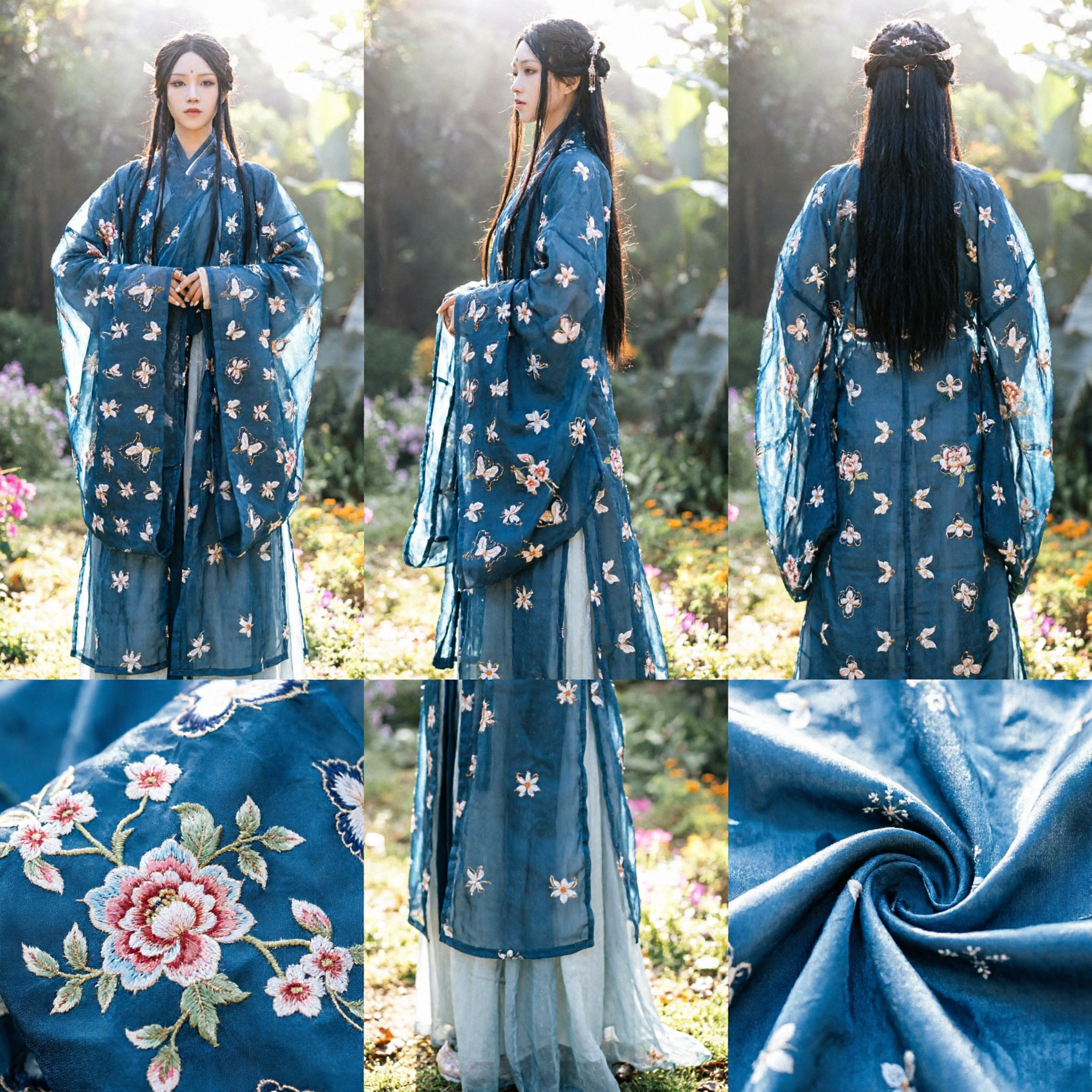 Elegante Hanfu Blu Farfalla Costume Antico Cinese da Fata Tradizionale per Donne Fotografia Cosplay - Asian Costume