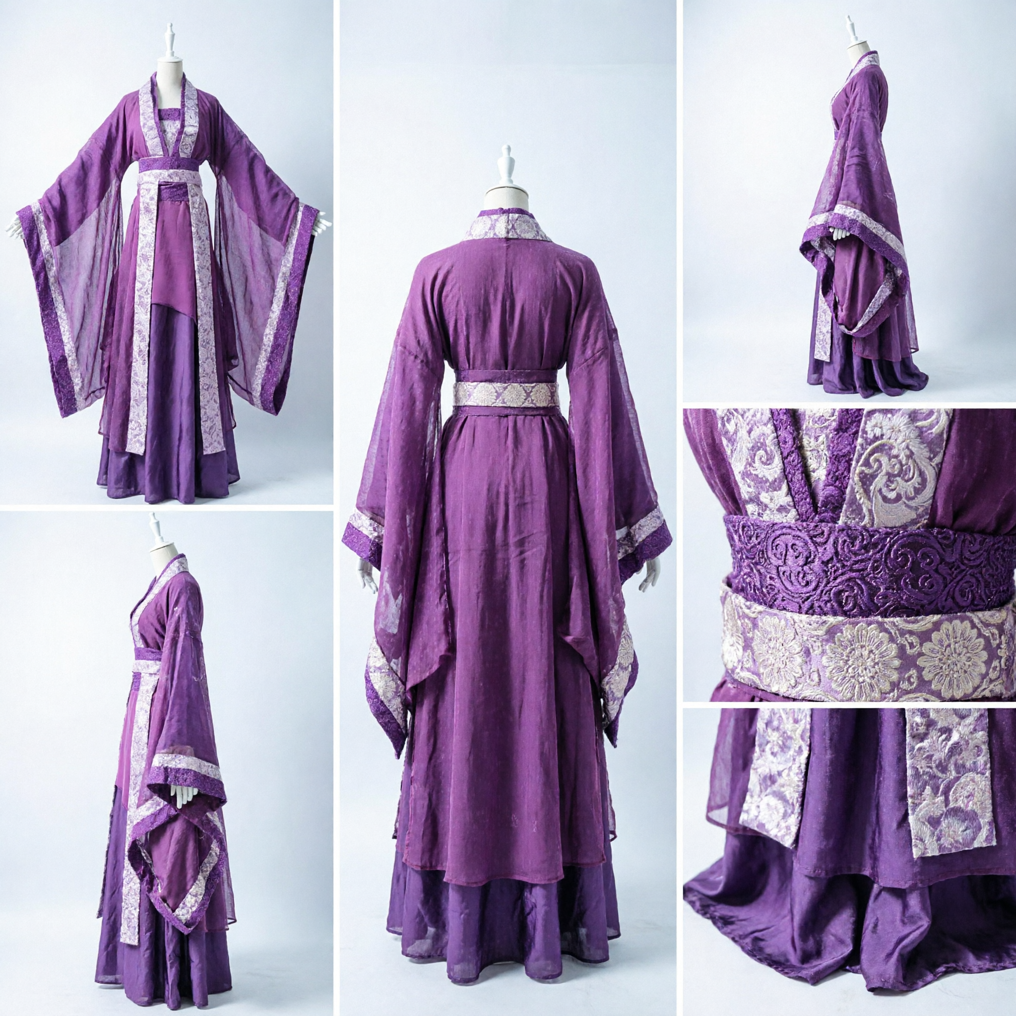 Elegante Hanfu Púrpura Chino Traje Antiguo Vestido de Dama de Palacio de la Dinastía Tang para Cosplay y Presentación Escénica de Mujer - Asian Costume