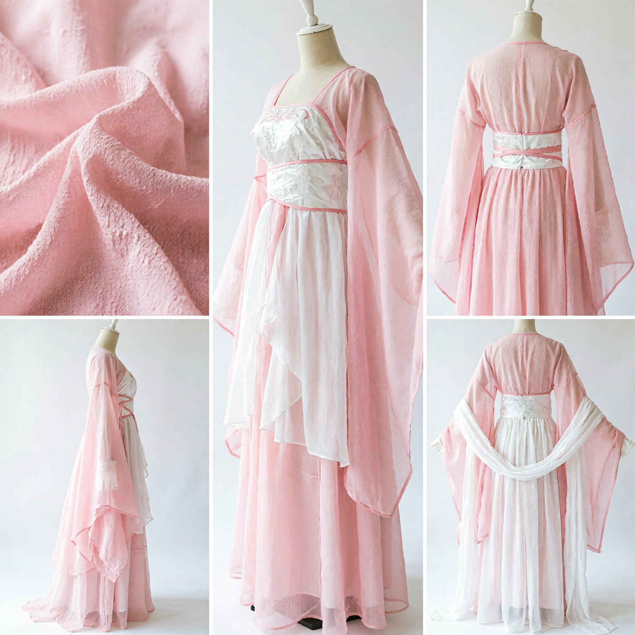 Hanfu Tradizionale Cinese Rosa Abito da Fata, Costume Antico in Stile Dinastia Tang per Donne, per Cosplay e Danza - Asian Costume