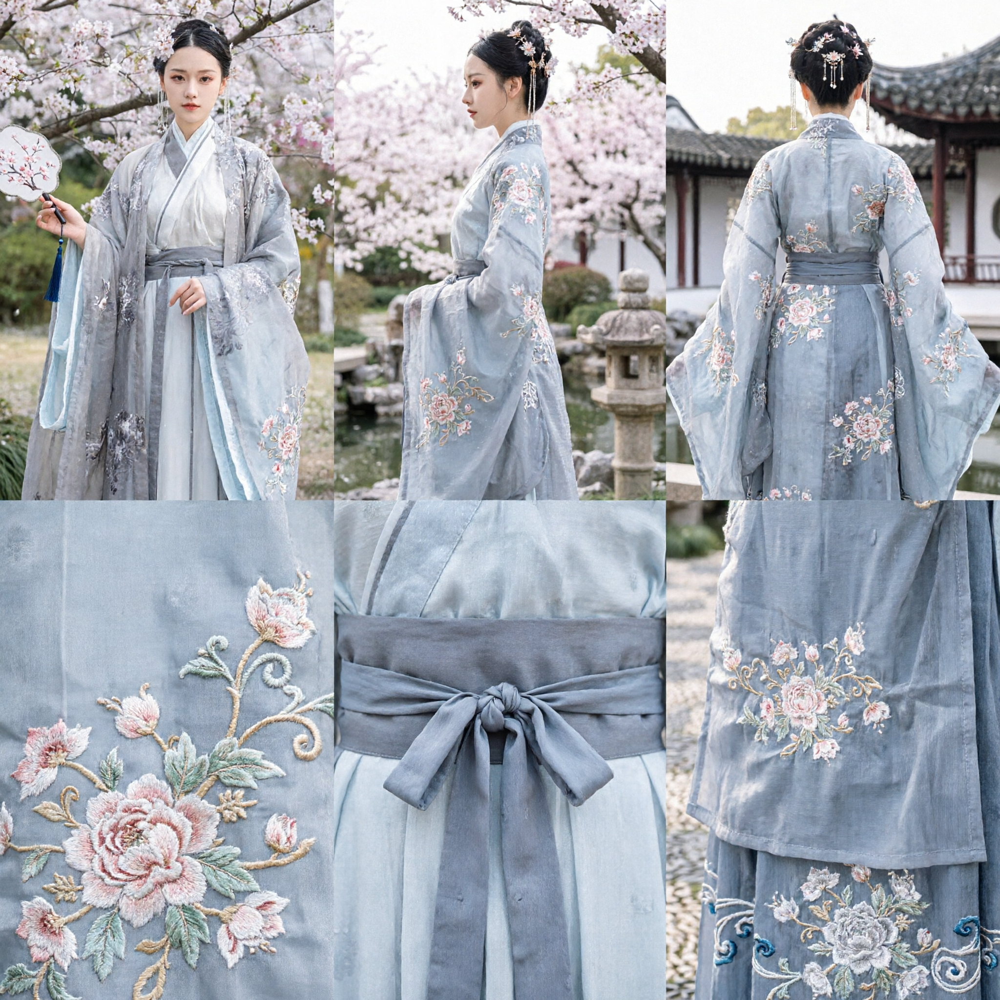 여성용 우아한 전통 중국 한푸 의상 고대 공주 요정 드레스 송나라 스타일 자수 로브 - Asian Costume