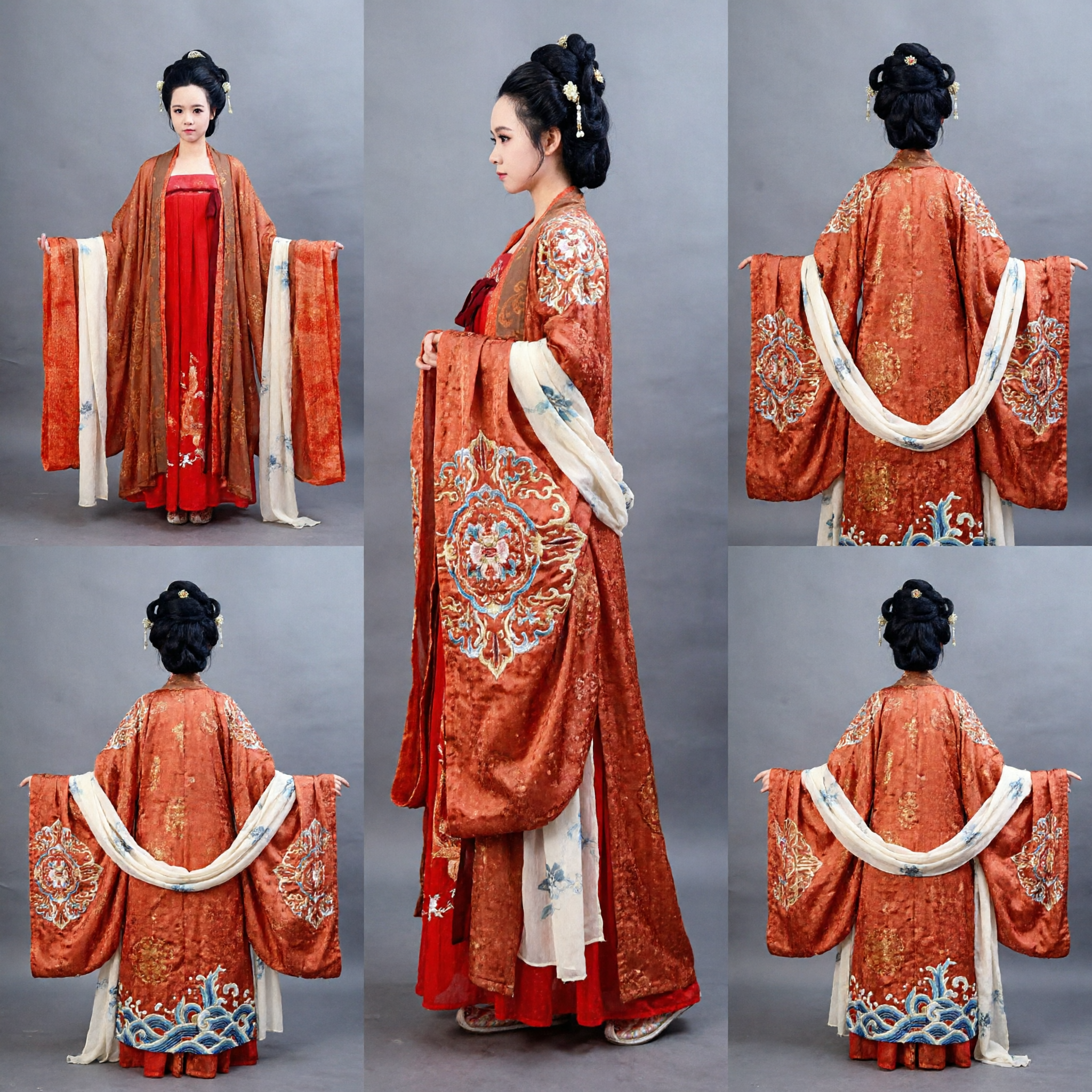 Costume traditionnel chinois Hanfu pour enfants, robe rouge ancienne de princesse style dynastie Tang pour spectacles de filles - Asian Costume