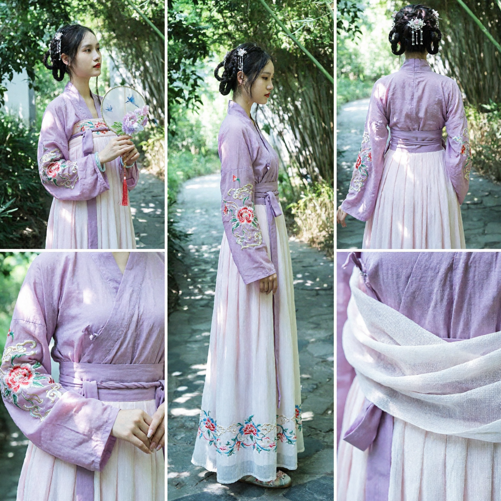 Robe de fête traditionnelle chinoise Hanfu pour femmes en dégradé de violet, costume ancien pour photographie et cosplay - Asian Costume