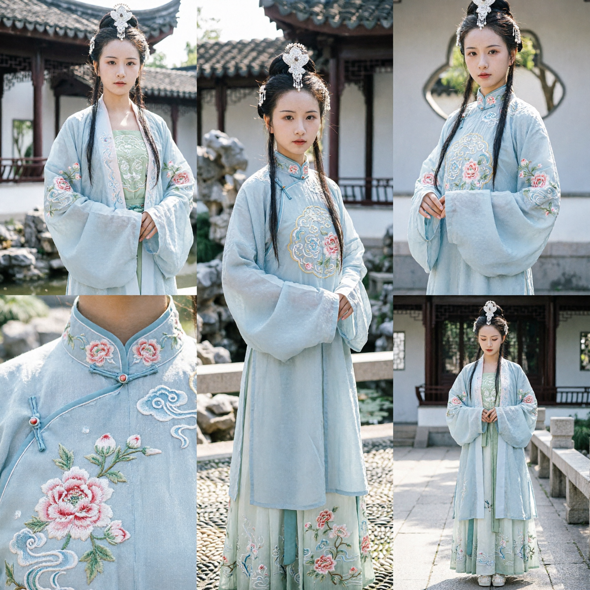 Elegante Hanfu azul estilo Dinastía Song, traje tradicional chino, vestido Ruqun bordado para mujeres, estilo antiguo de hada - Asian Costume