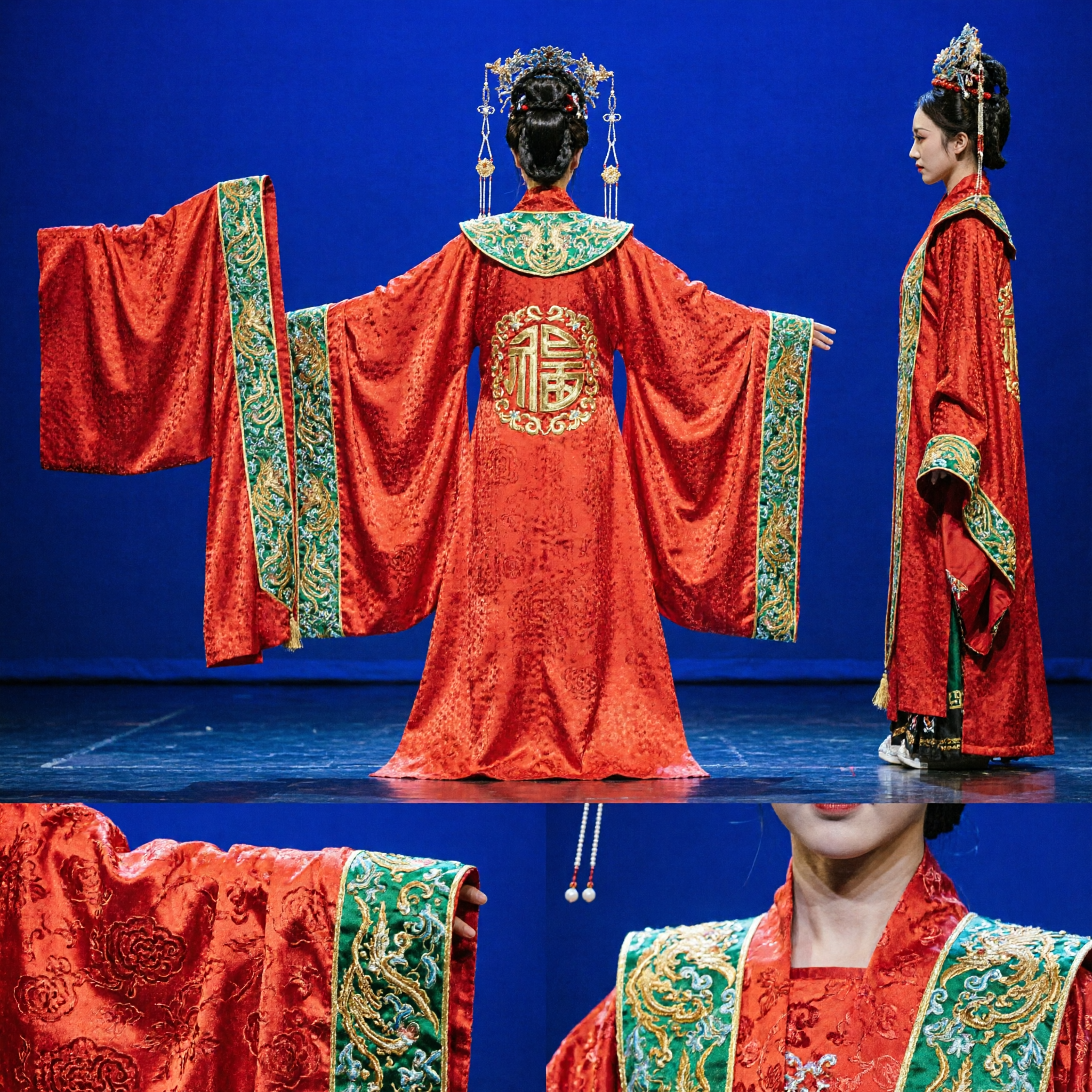 Robe de mariage Hanfu de la dynastie Tang chinoise traditionnelle, rouge et brodée, pour femmes et performances sur scène - Asian Costume