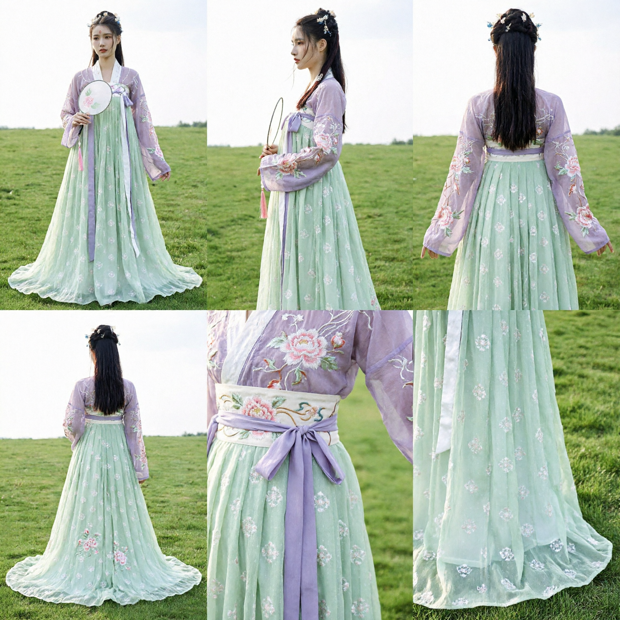 Elegante Vestido de Hada Verde Traje Antiguo Chino Tradicional Hanfu de la Dinastía Tang para Fotografía de Mujer - Asian Costume