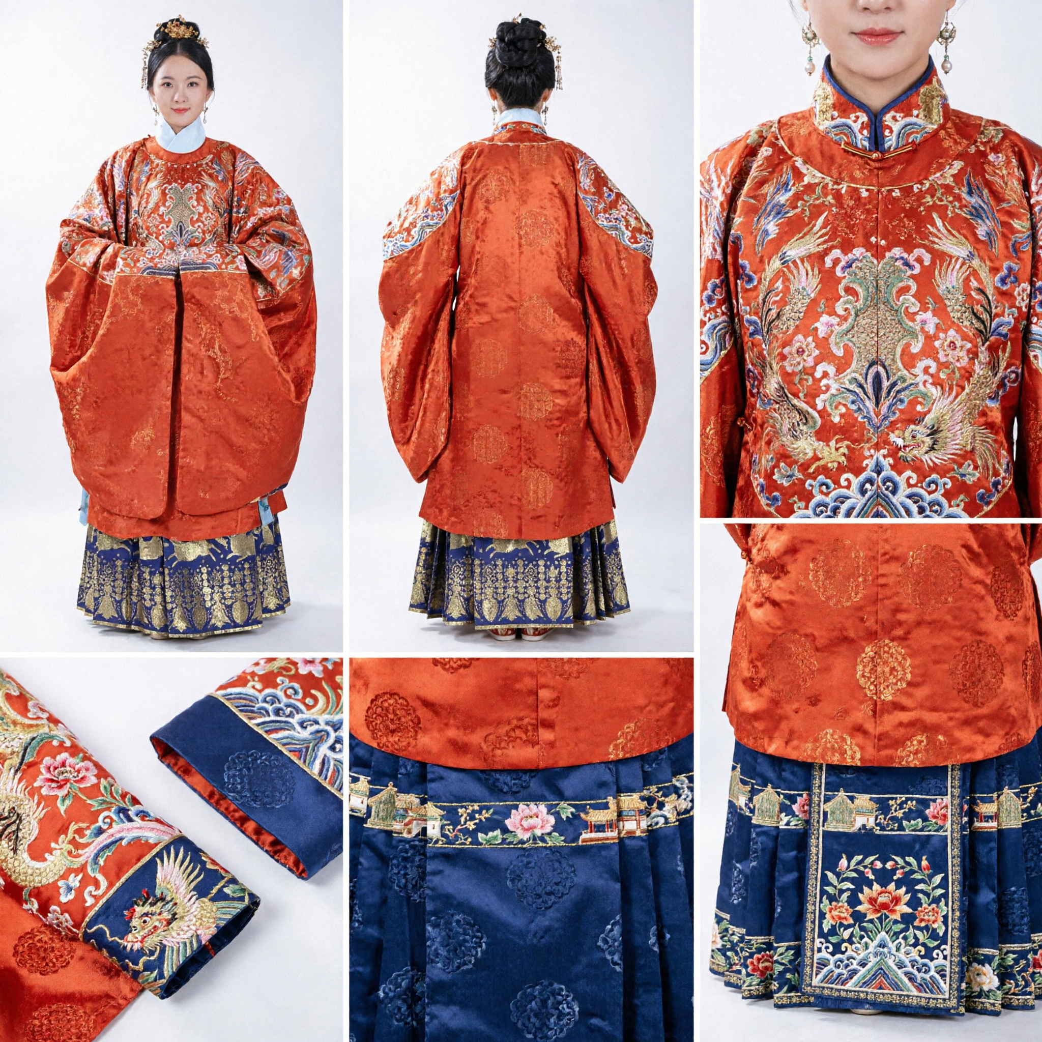 Vestido de Casamento Vermelho Tradicional Chinês Hanfu da Dinastia Ming, Traje Antigo com Bordado de Fênix para Mulheres - Asian Costume