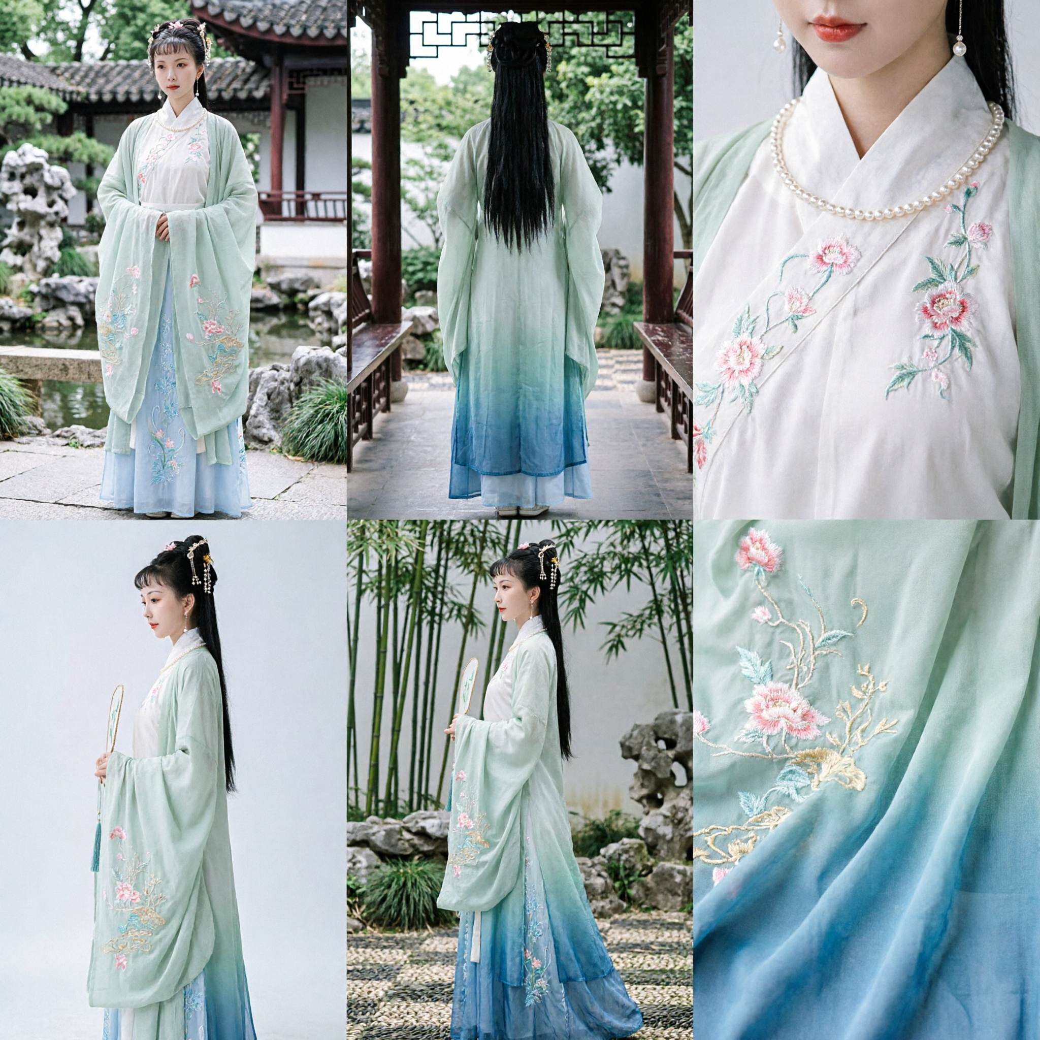 Elegante Vestido Hanfu Chinês Verde Menta para Mulheres Traje Antigo Tradicional Bordado para Cosplay e Eventos Culturais - Asian Costume