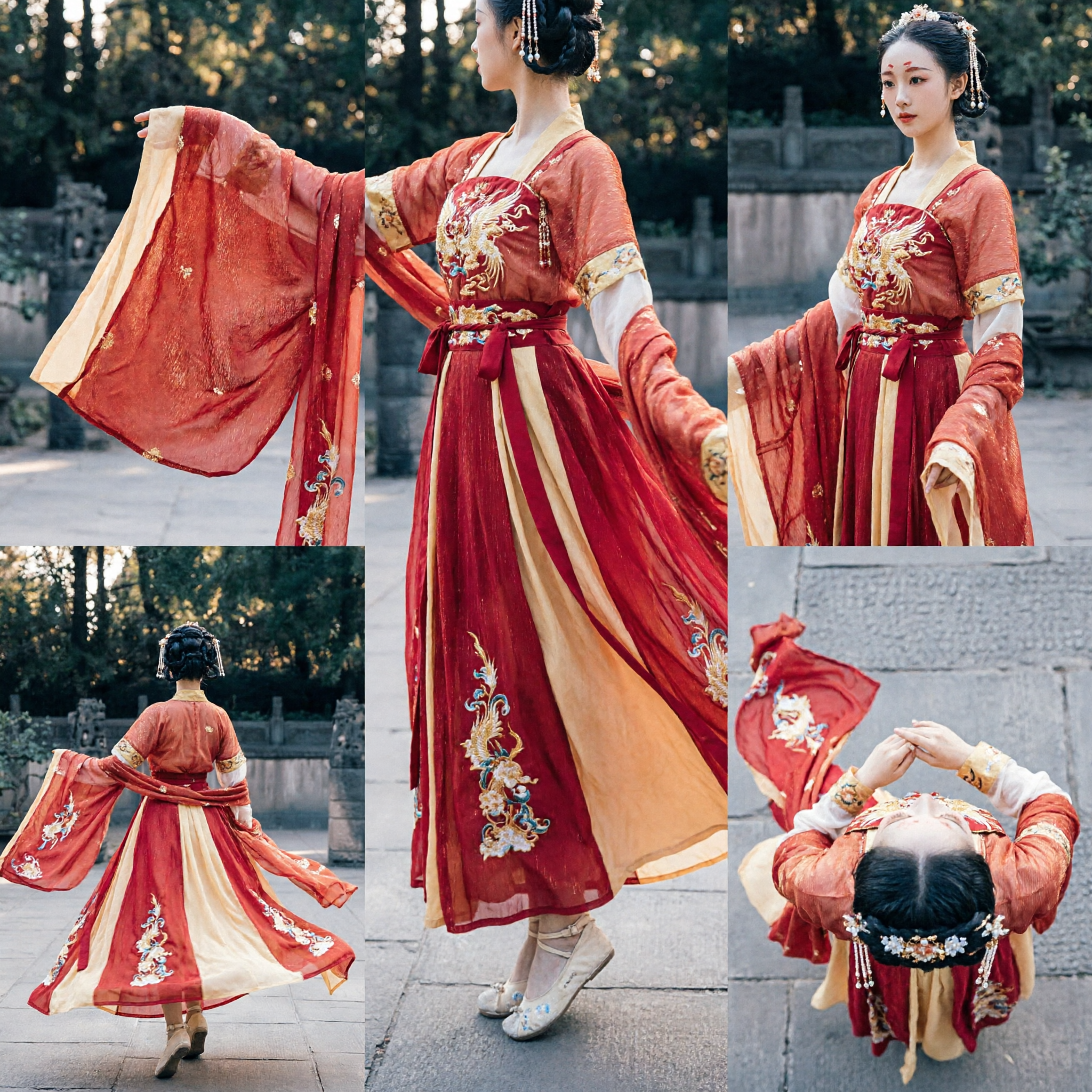 Costume de danse Hanfu de la dynastie Tang traditionnelle chinoise - Robe de performance classique pour femmes - Tenue ancienne rouge - Asian Costume