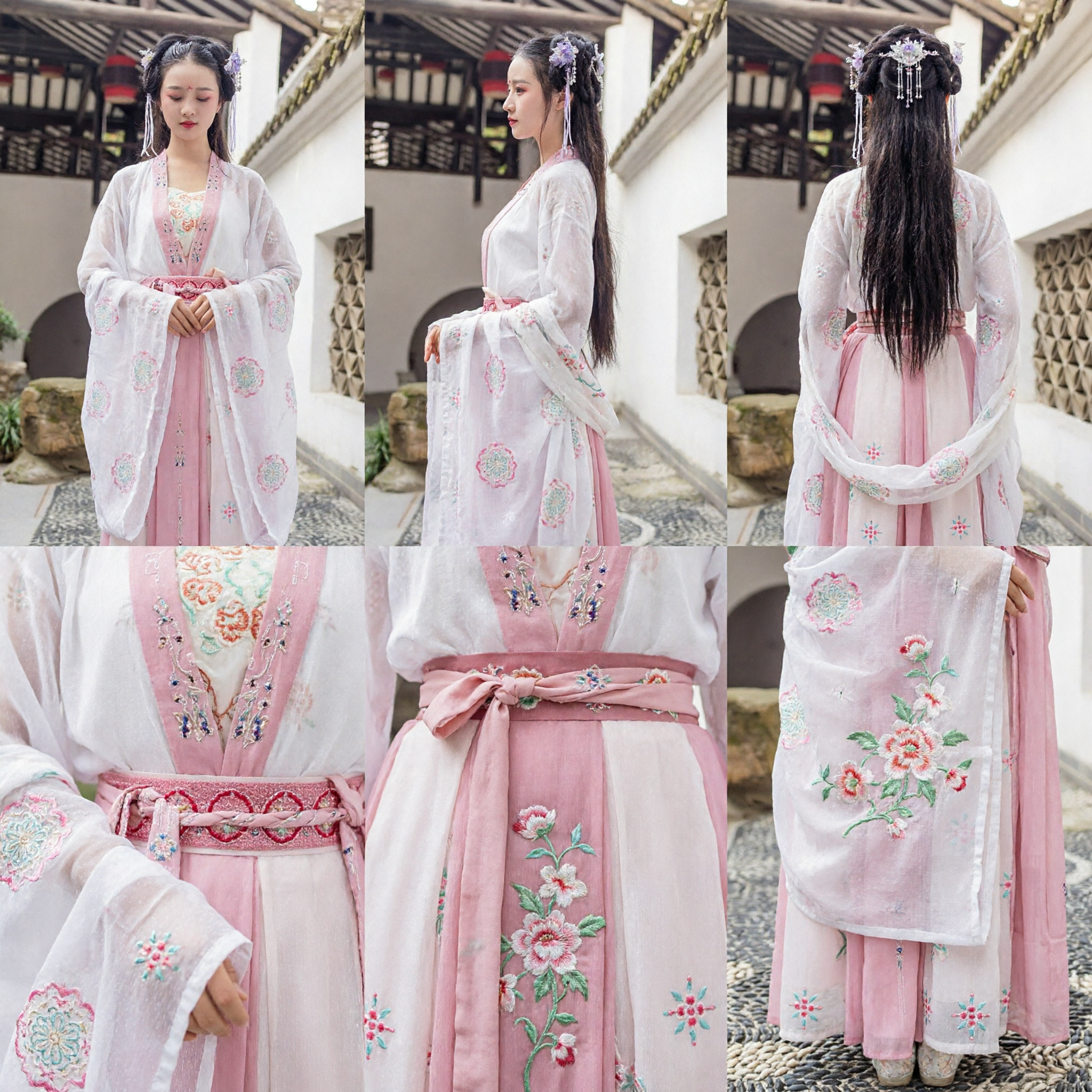 Traje Tradicional Chinês Hanfu para Mulheres, Vestido de Fada da Antiga Dinastia Tang, Robe Rosa Bordada, Outfit para Performance - Asian Costume