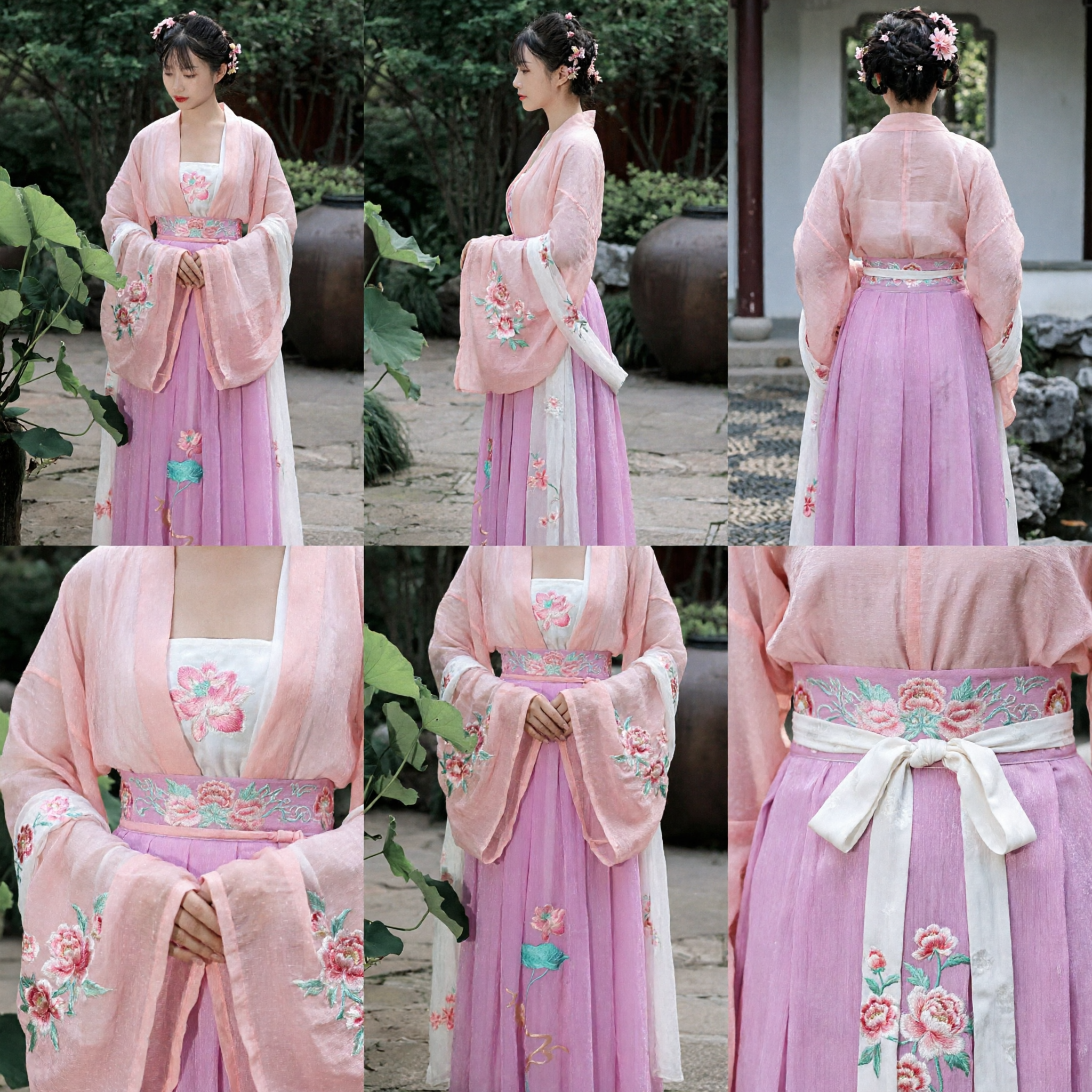 Abito Tradizionale Cinese Hanfu Rosa, Costume dell'Antica Dinastia Tang con Ricamo di Loto, Outfit da Fata per Donne - Asian Costume