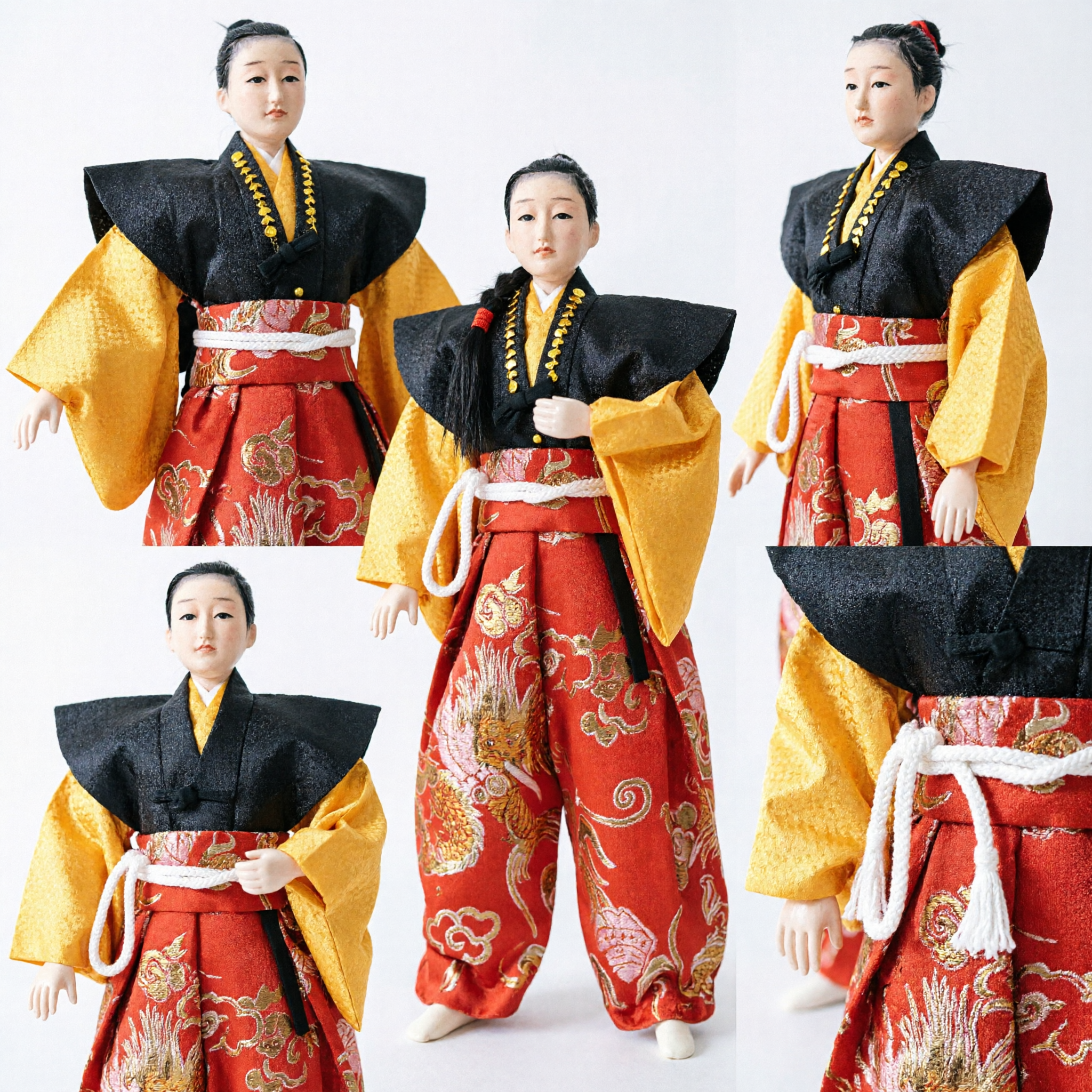 伝統的日本 雛祭り人形 赤い袴と黄色いローブ 文化的ホームデコレーションギフト - Asian Costume