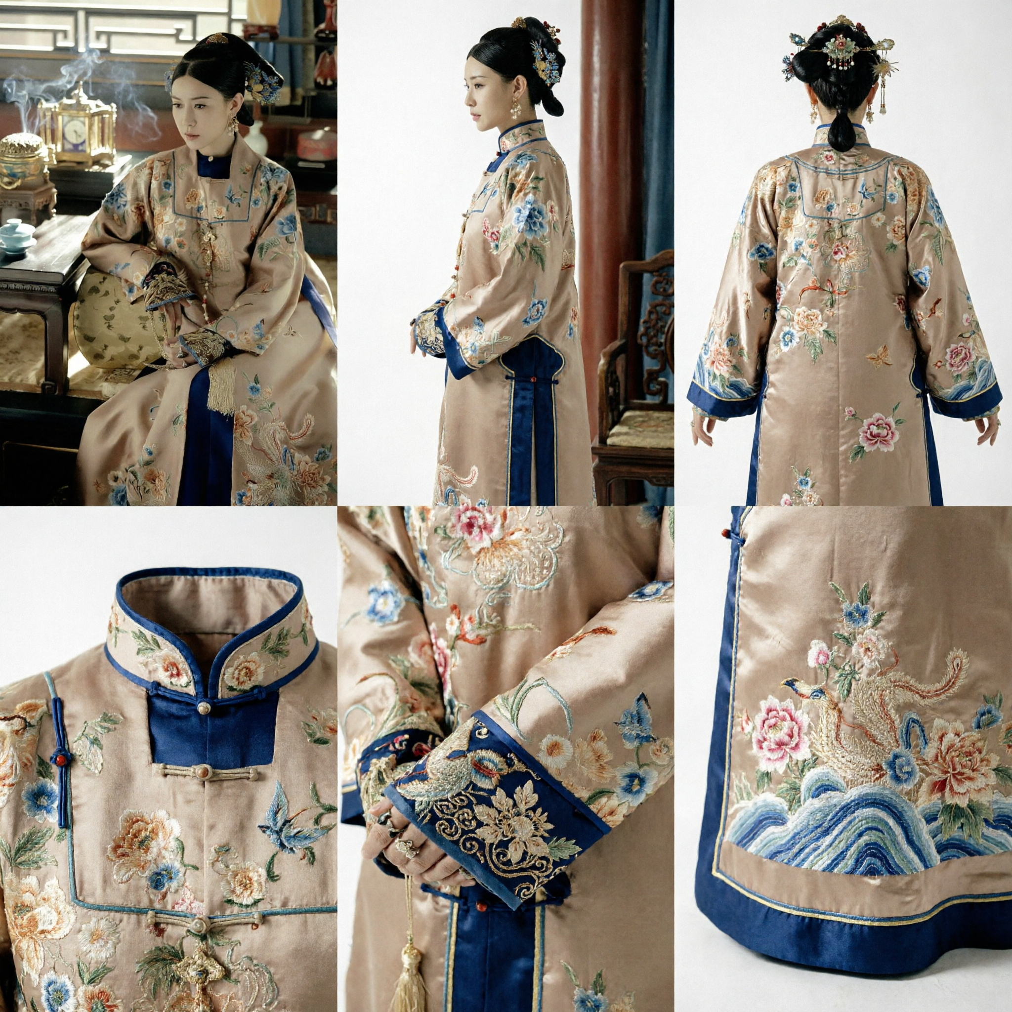 Robe brodée traditionnelle d'impératrice mandchoue de la dynastie Qing - Costume ancien de dame du palais pour femmes - Asian Costume