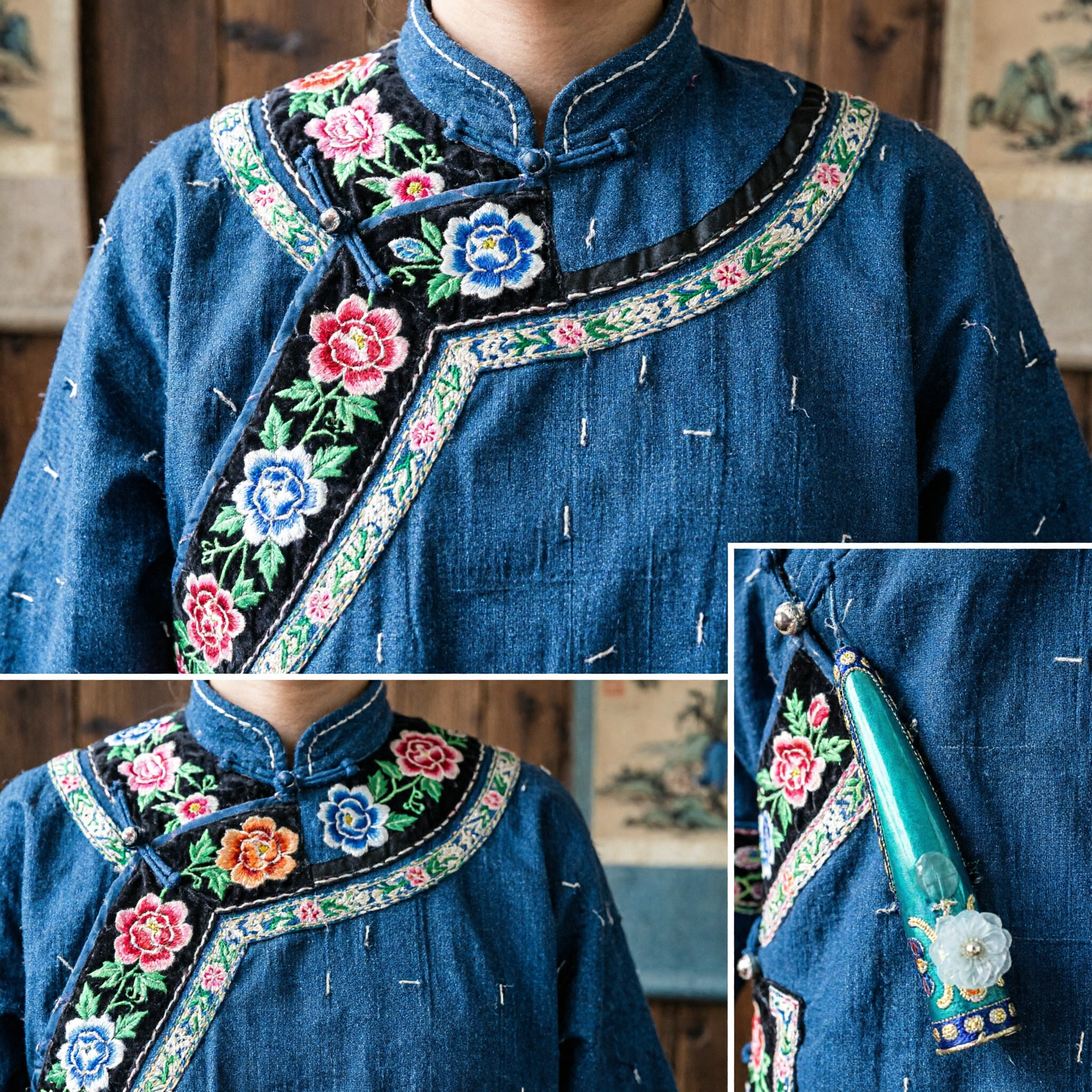 Hairpin Chinês Requintado em Verde Azulado para Mulheres com Detalhes Dourados e Flor de Jade Branco, Acessório Hanfu - Asian Costume