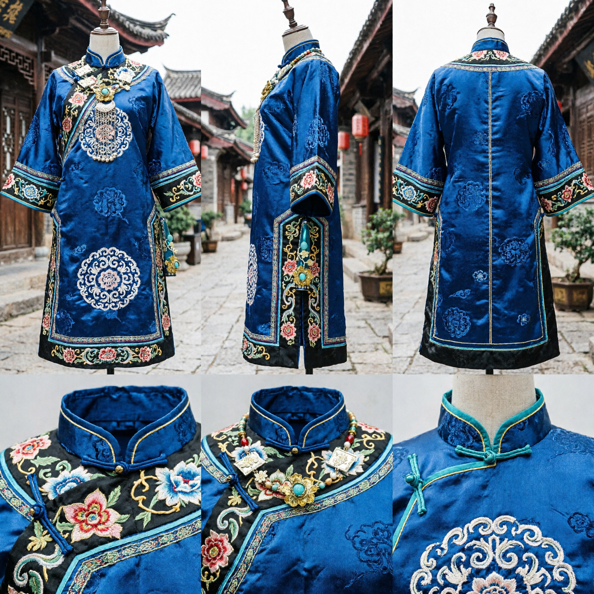 Protège-Ongle Traditionnel Chinois en Émail Bleu, Style Palais de la Dynastie Qing, Accessoire de Bijouterie pour Hanfu - Asian Costume