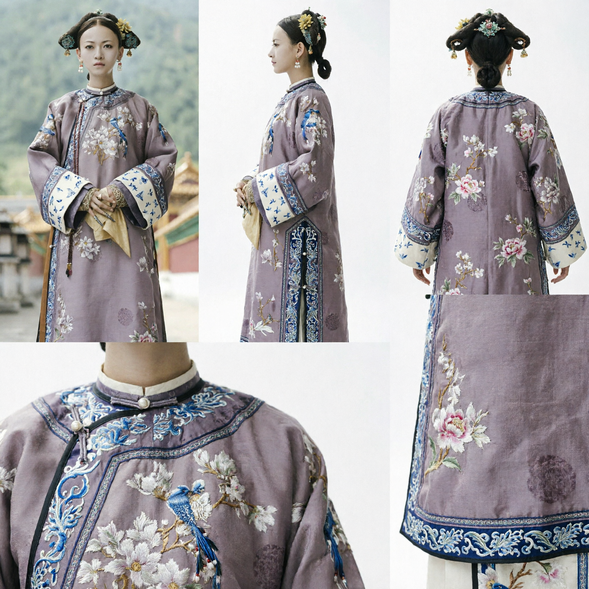 Costume d'Impératrice Mandchoue de la Dynastie Qing Traditionnelle, Robe de Palais Brodée de Fleurs, Ancienne Robe Chinoise pour Femmes - Asian Costume