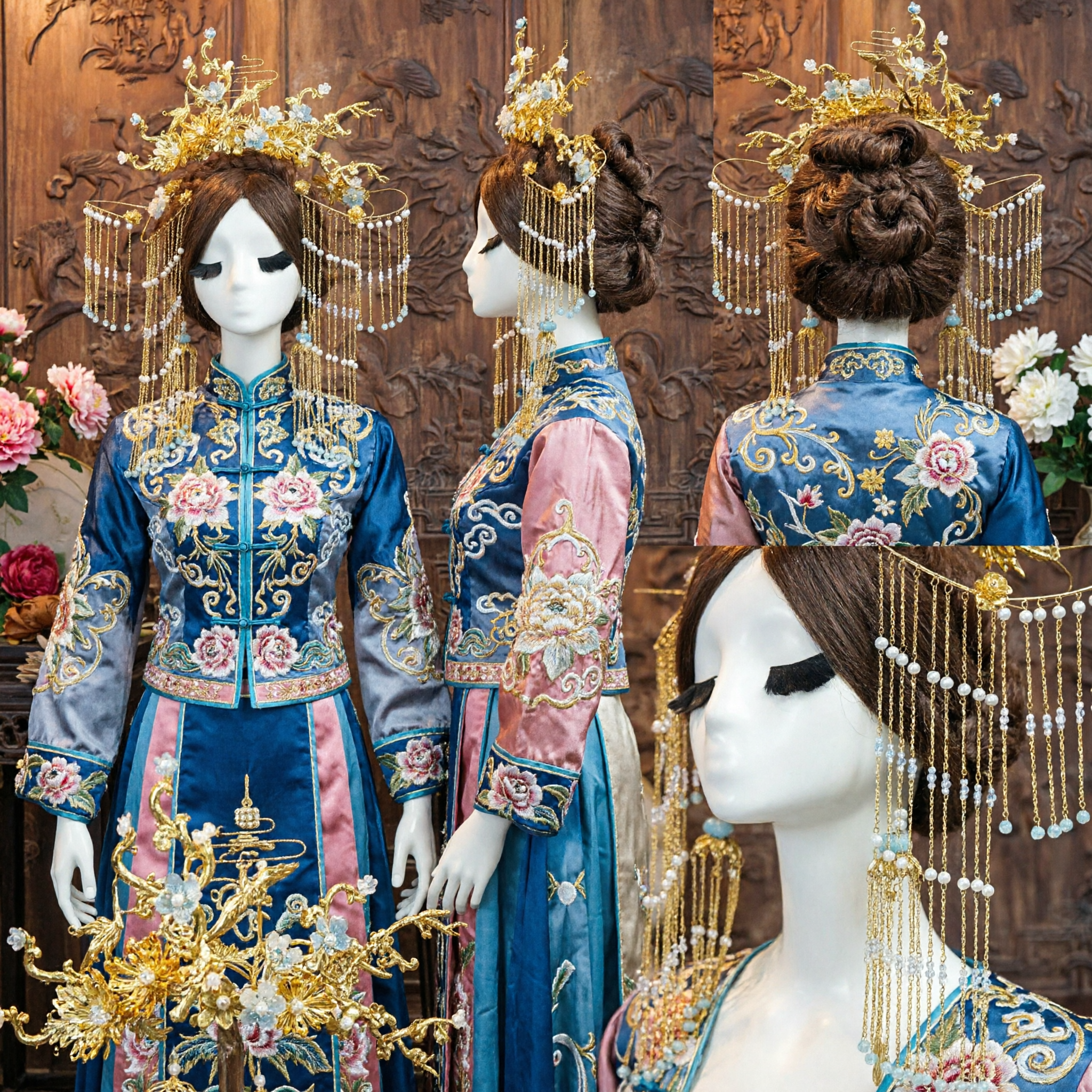 Традиционная китайская корона для волос ханьфу, золотая корона-феникс, древний головной убор принцессы с кистями для свадебной фотосессии и косплея - Asian Costume