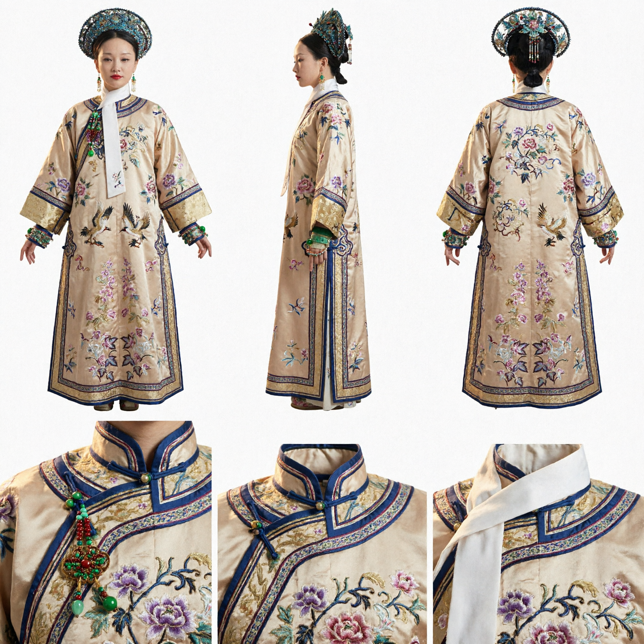 Traje de Emperatriz de la Dinastía Qing Túnica Bordada China Tradicional para Cosplay Histórico de Mujeres - Asian Costume