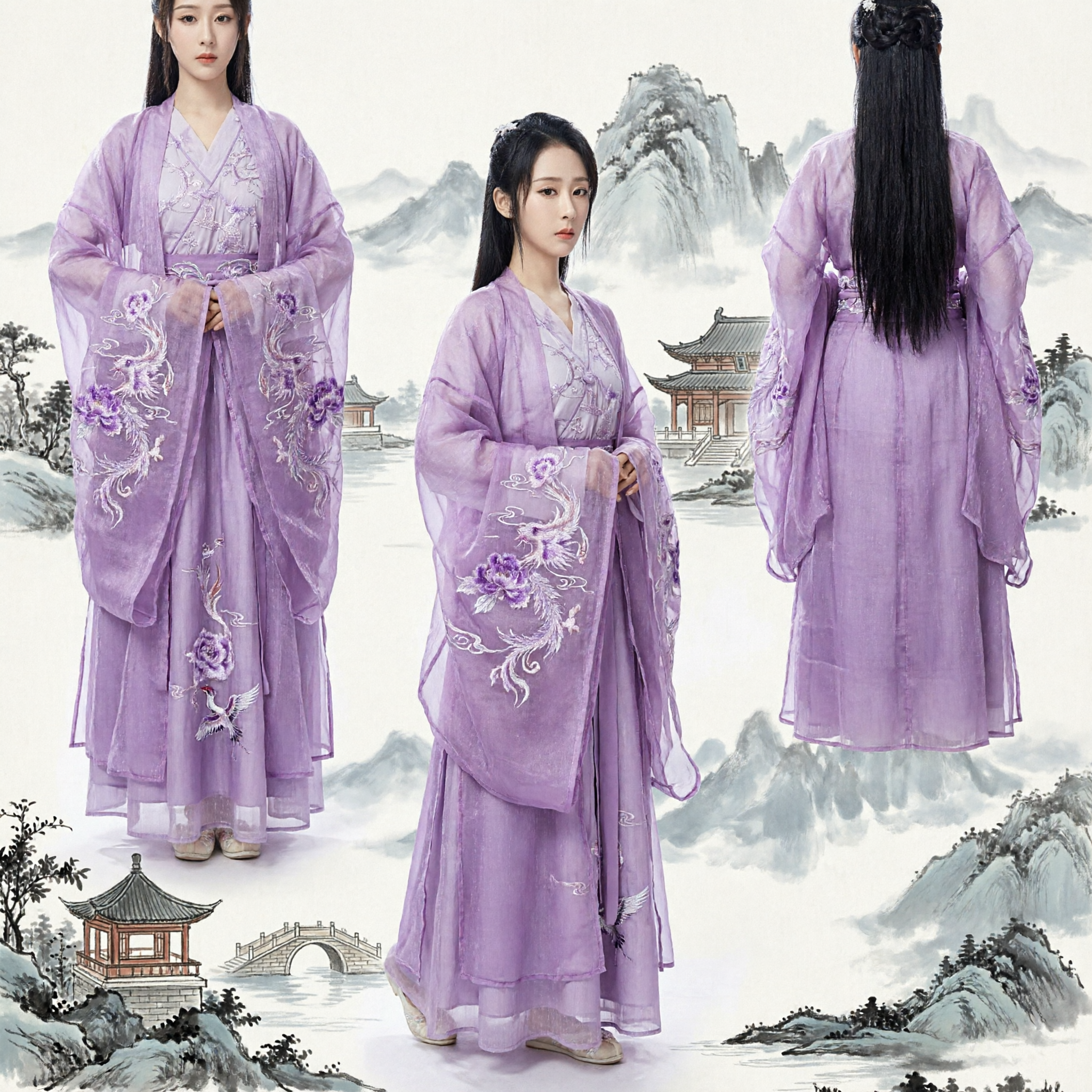 Elegant paars oud Chinees Hanfu-jurk traditioneel feeënkostuum voor vrouwen cosplay voorstelling fotografie outfit - Asian Costume