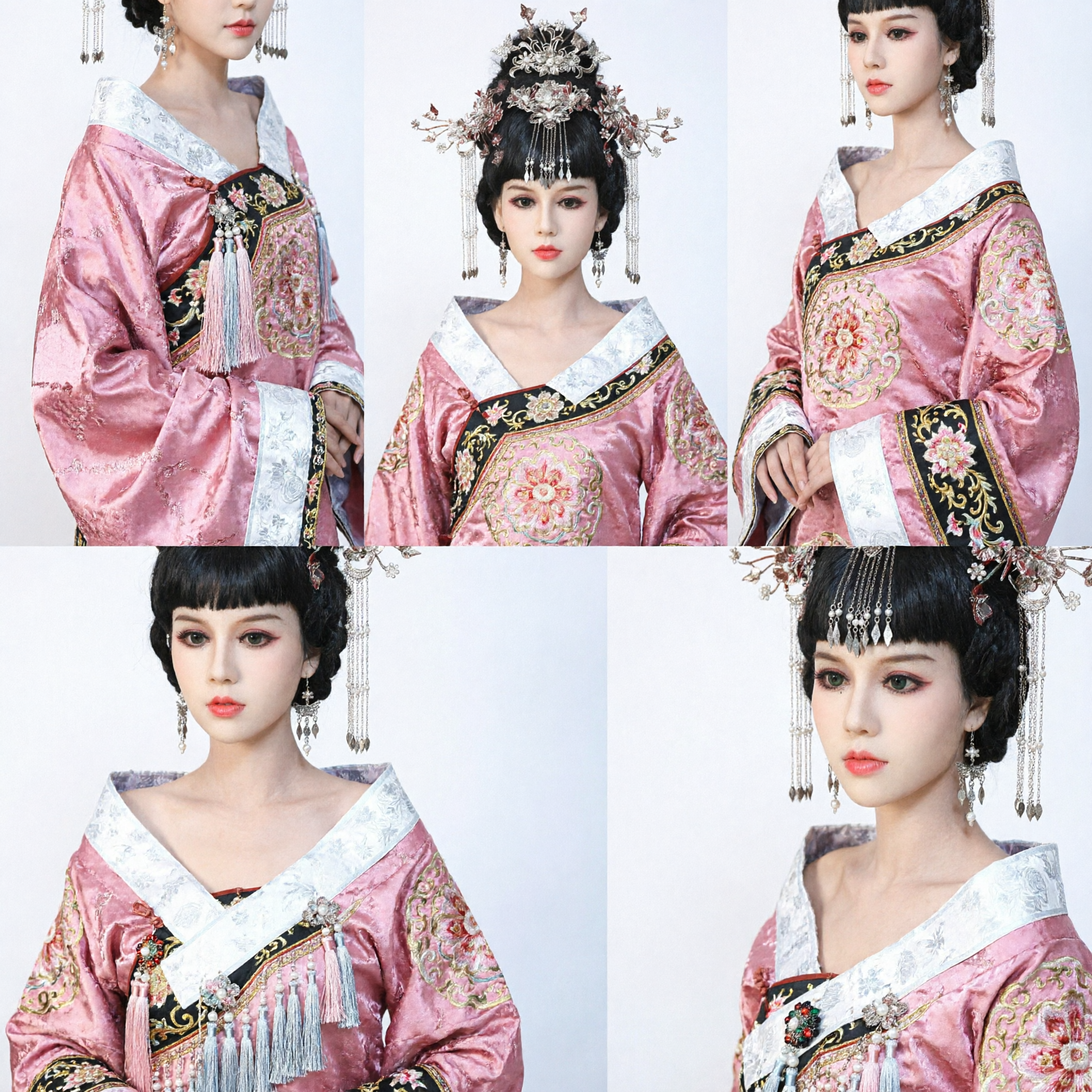 Acessórios de Cabelo Hanfu Chineses Antigos Exquisitos, Coroa de Cabeça Prateada com Borlas para Noiva de Casamento Tradicional - Asian Costume