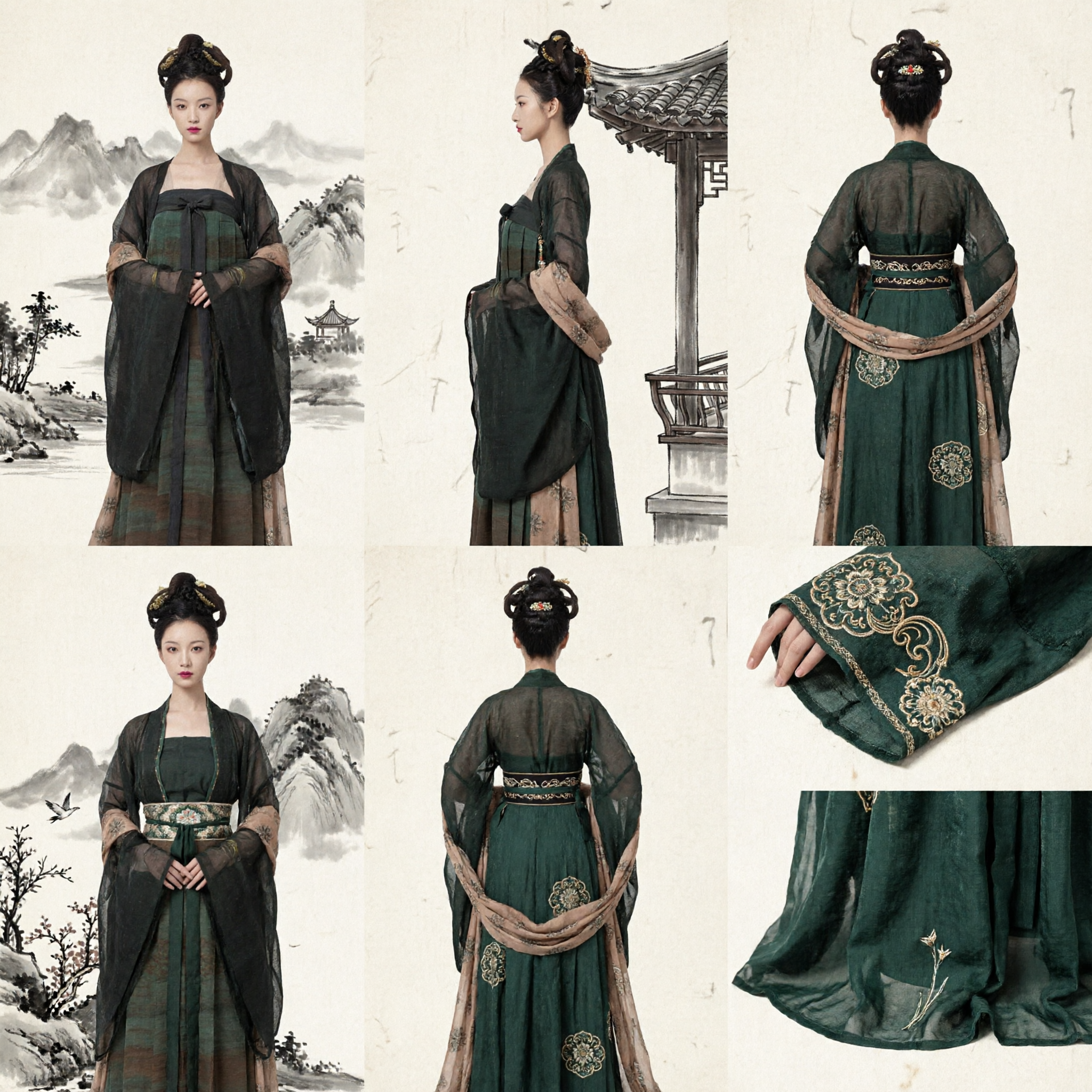 Costume Hanfu Dinastia Tang Cinese Tradizionale, Vestito Antico Ruqun Verde da Dama di Palazzo per Donne Spettacolo - Asian Costume