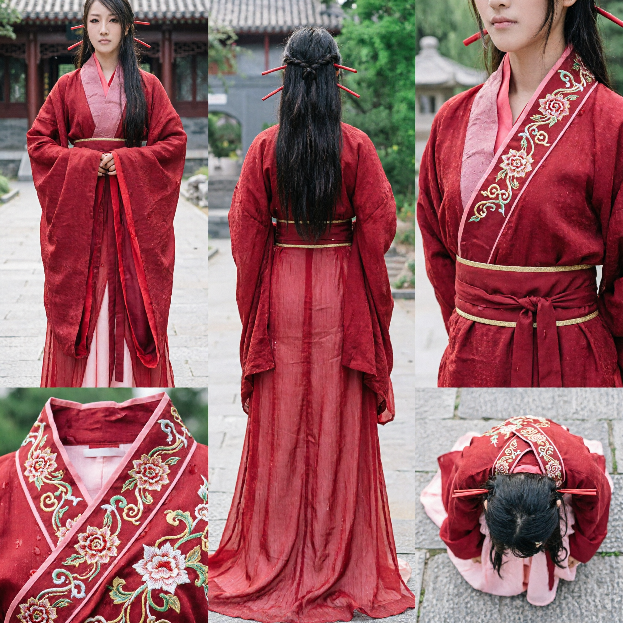 Ancient Chinese Wuxia Swordswoman Red Robe Hanfu Costume Traditional Historical Dress for Women - Asian Costume