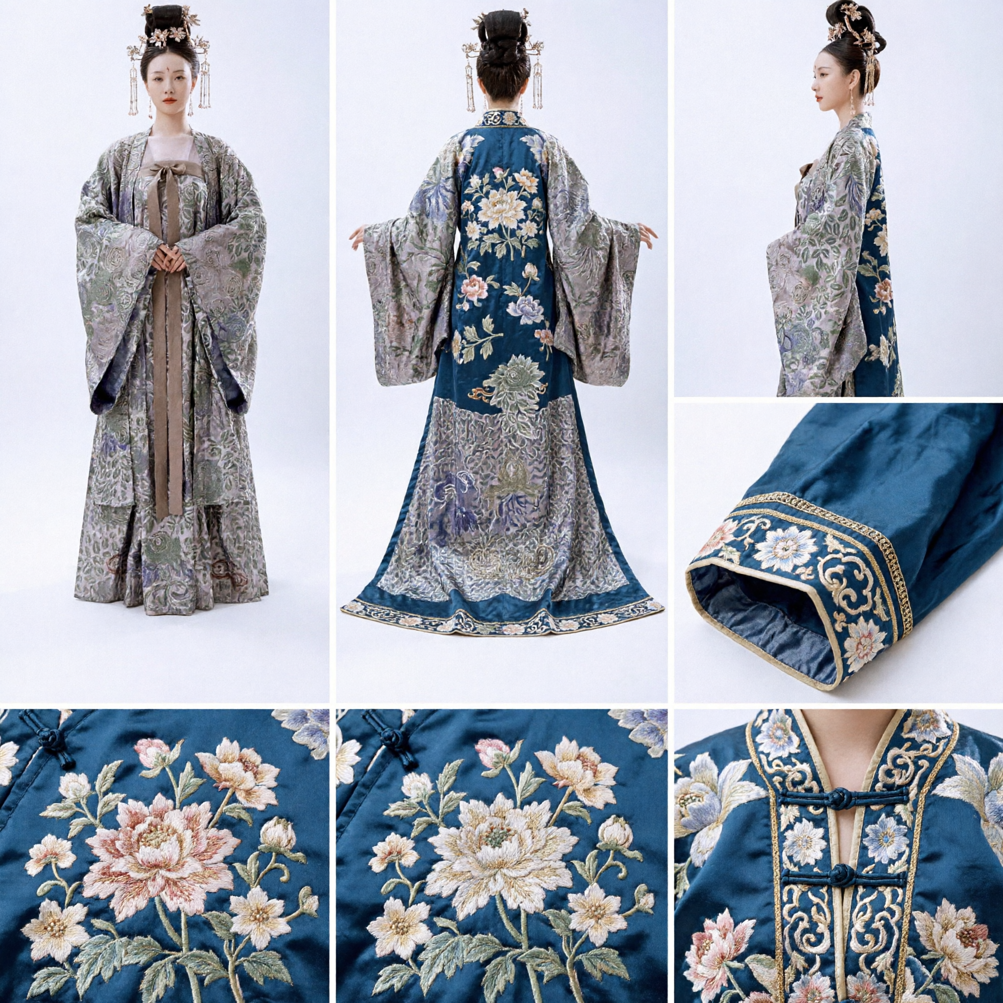 Oud Chinees Tang-dynastie Prinsessen Kostuum Traditionele Hanfu Groen Bloemenmantel voor Vrouwen Historische Cosplay - Asian Costume